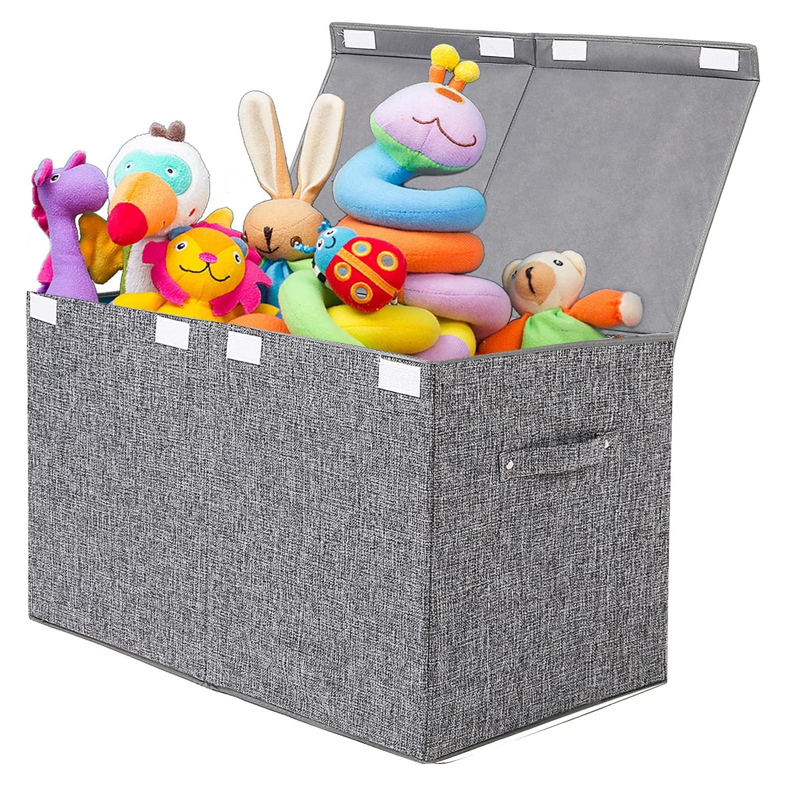 Caja de Juguetes Grande Popoly 83L Gris Plegable con Tapa
