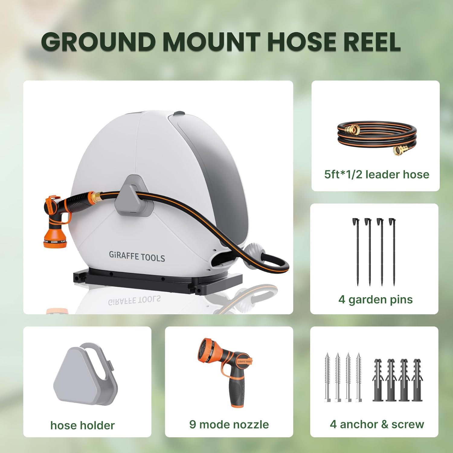 Carrete de Manguera Retráctil Giraffe Tools 1/2" x 24,99m