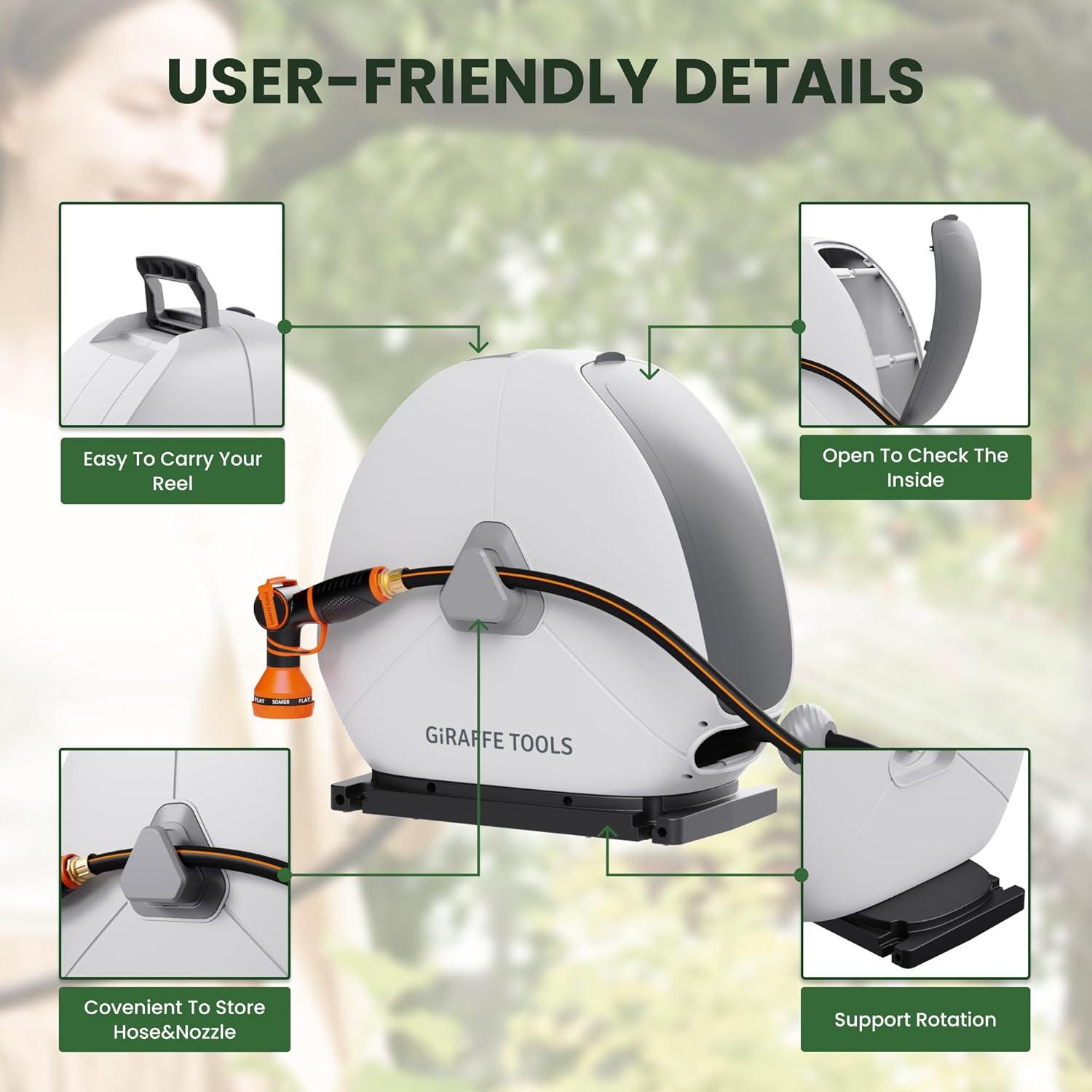 Carrete de Manguera Retráctil Giraffe Tools 1/2" x 24,99m