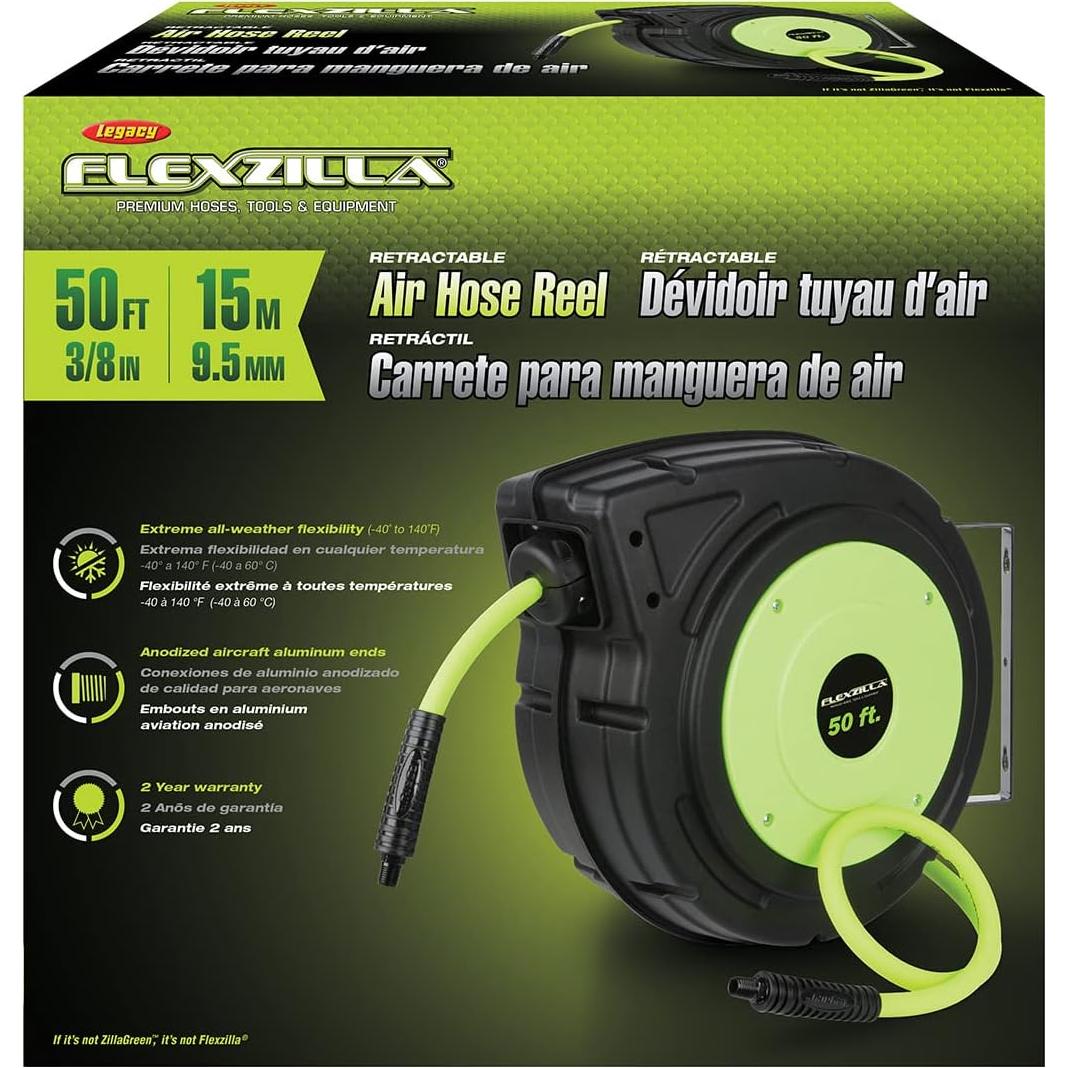 Carrete Retráctil de Manguera de Aire Flexzilla 3/8" x 15,24m