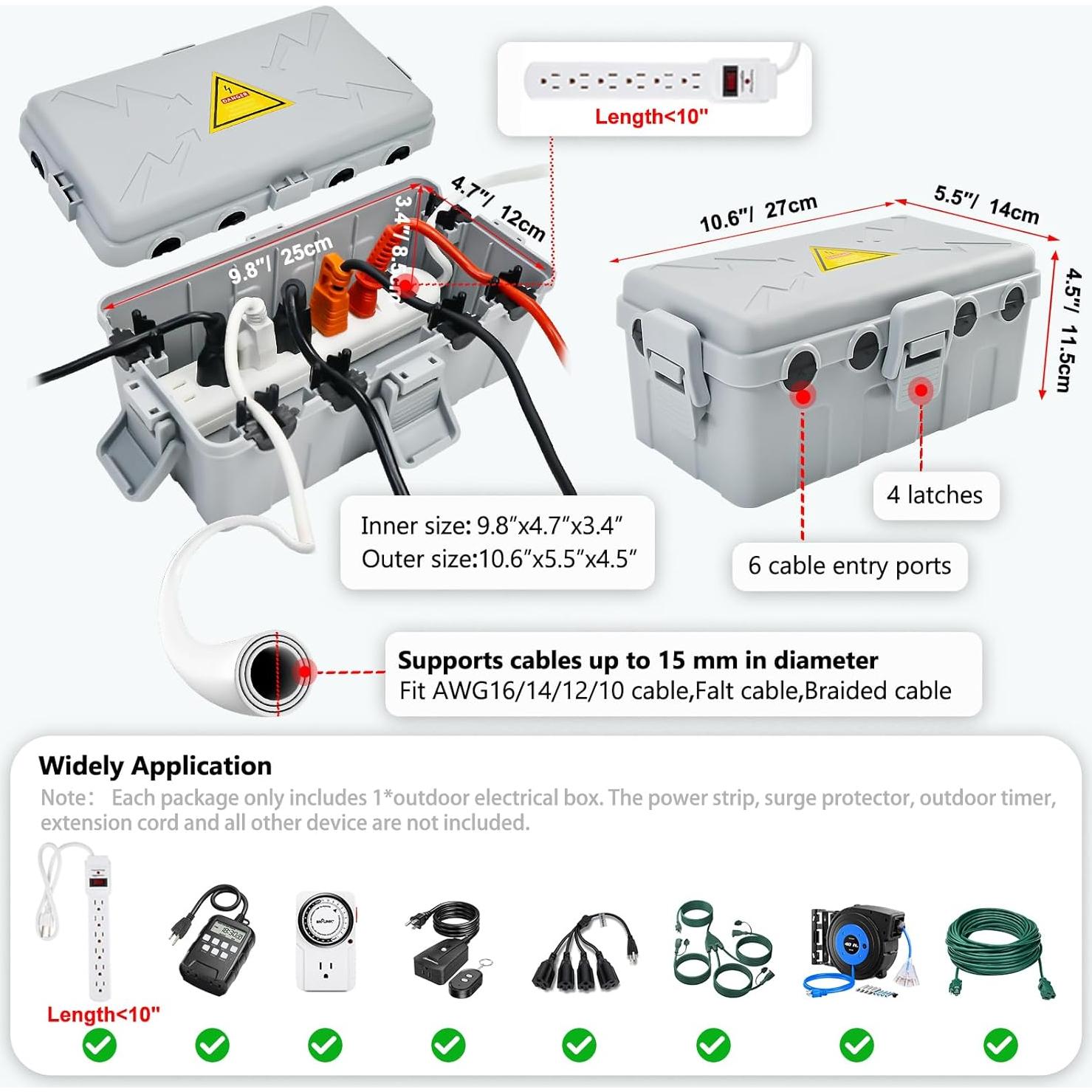 Caja Eléctrica Exterior Hrensaw IP54 26.92x13.97x11.43cm