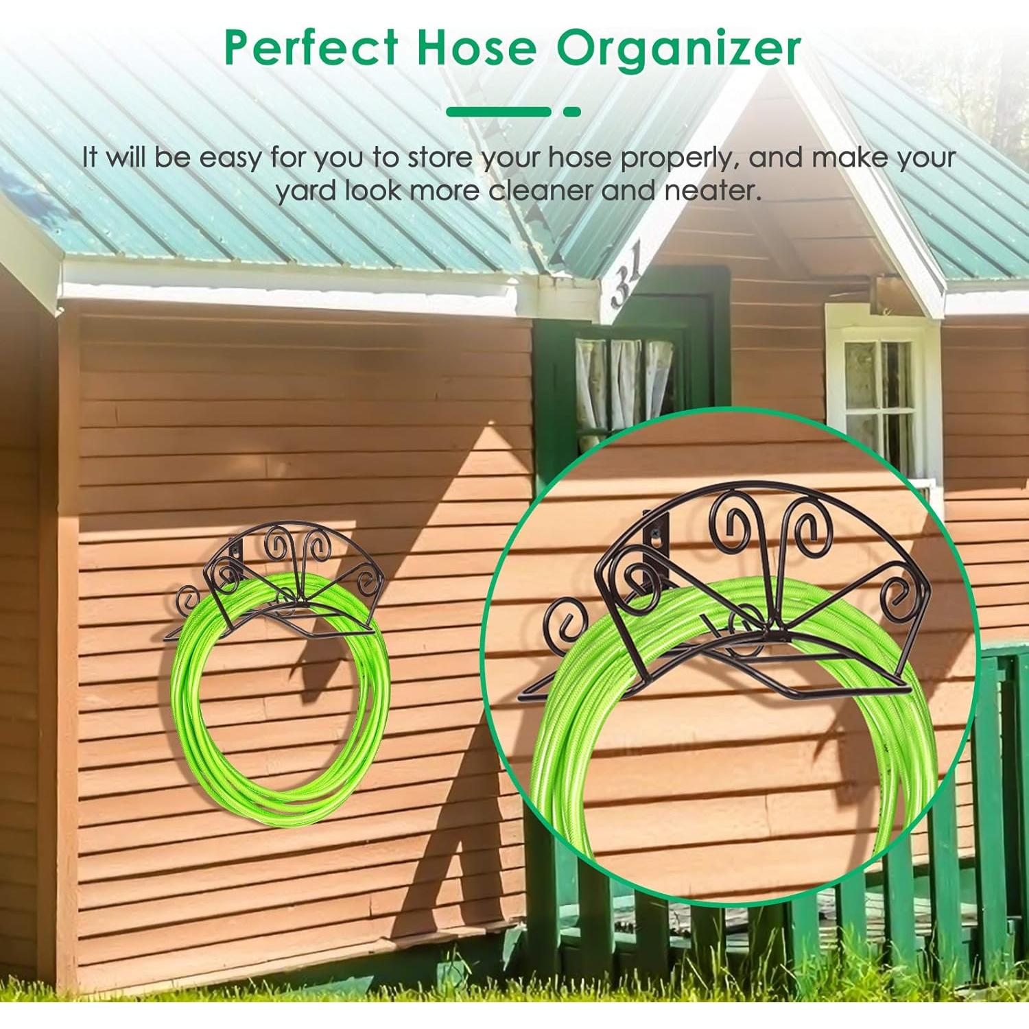 Soporte para Manguera de Jardín TomCare Montaje en Pared Bronce