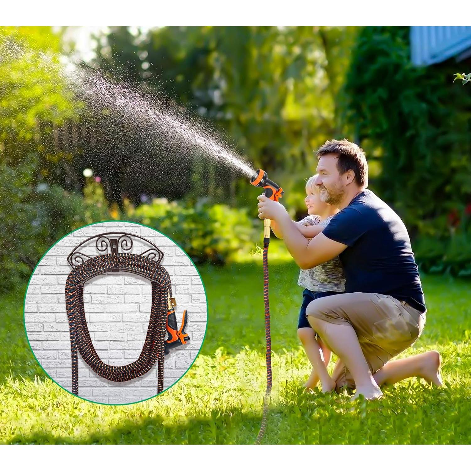 Soporte para Manguera de Jardín TomCare Montaje en Pared Bronce