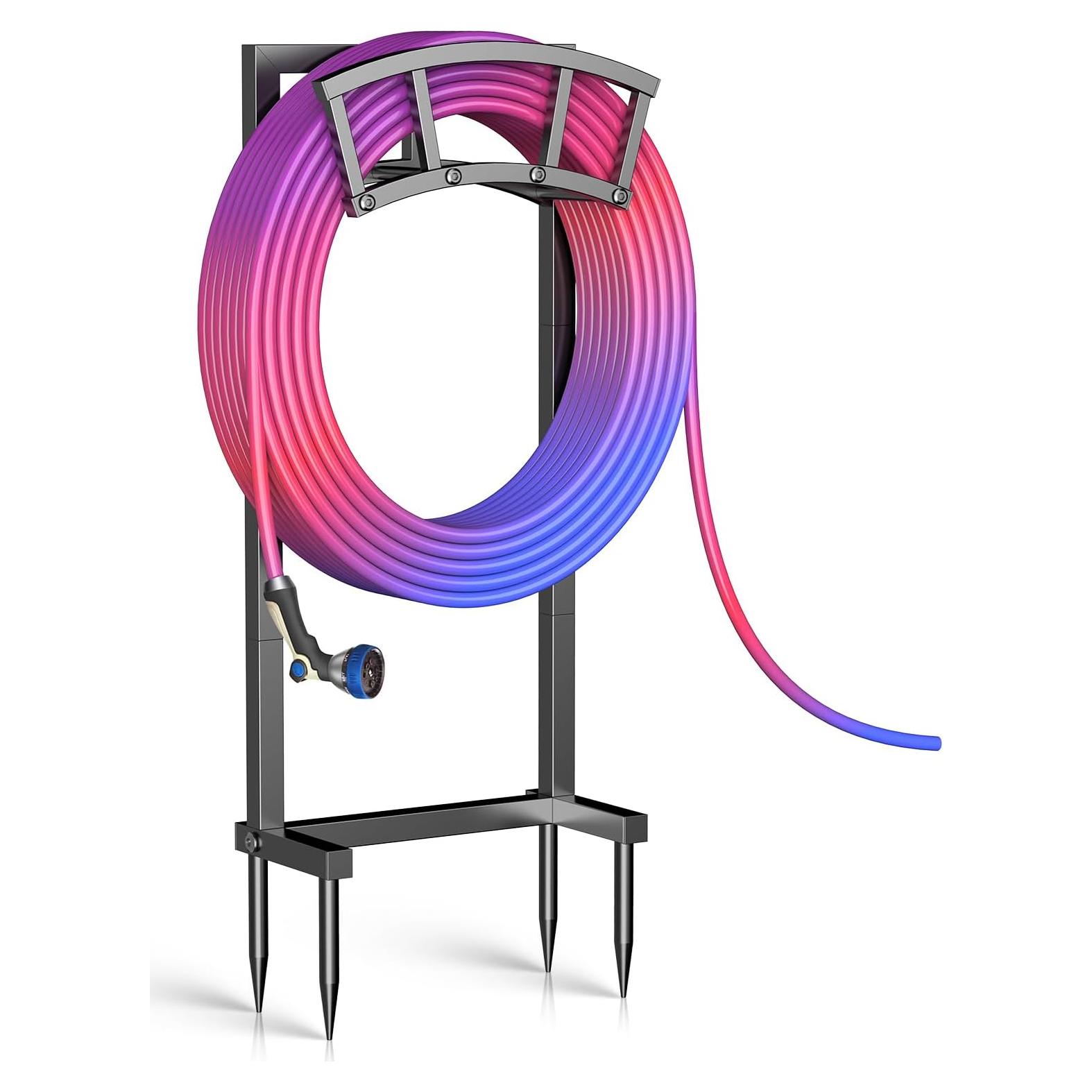 Soporte para Manguera de Jardín OLV 150 pies Metal Negro