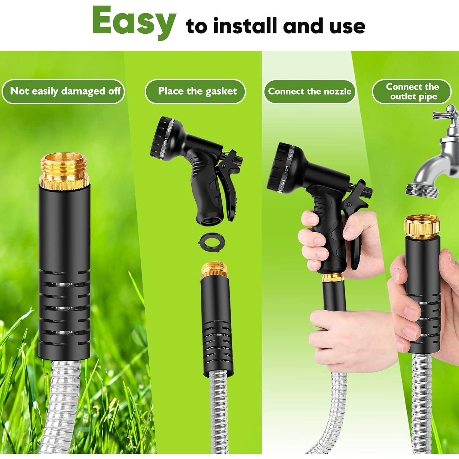 Manguera de Jardín Tuzoc 100FT Acero Inoxidable Flexible