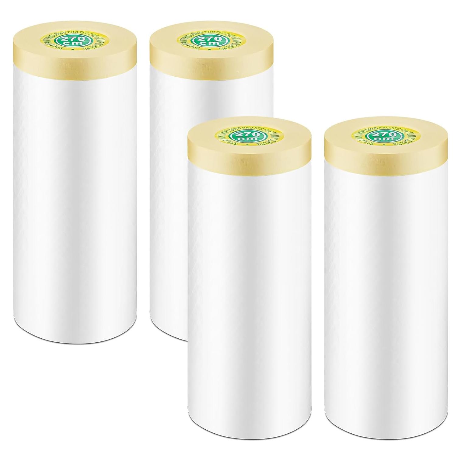 4 Rollos de Plástico para Pintores Gyfent 2.7m x 27m Adhesivo