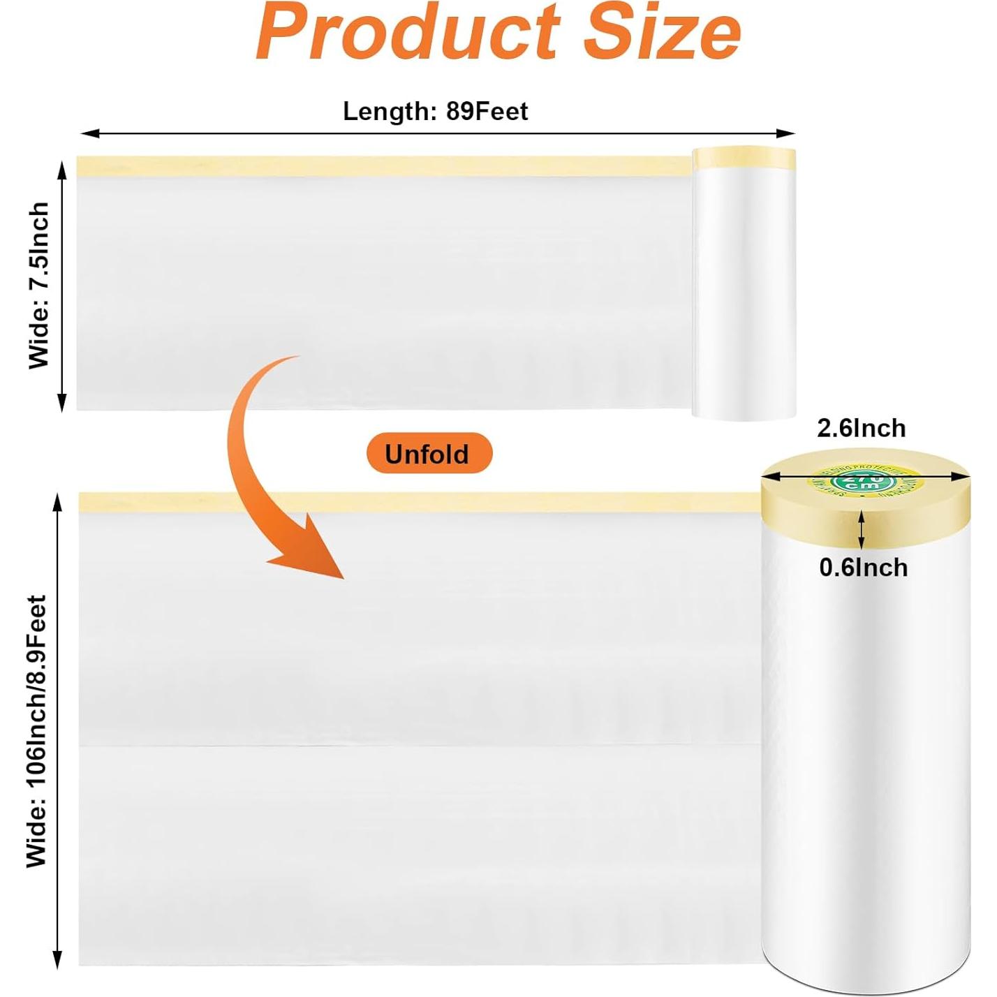 4 Rollos de Plástico para Pintores Gyfent 2.7m x 27m Adhesivo