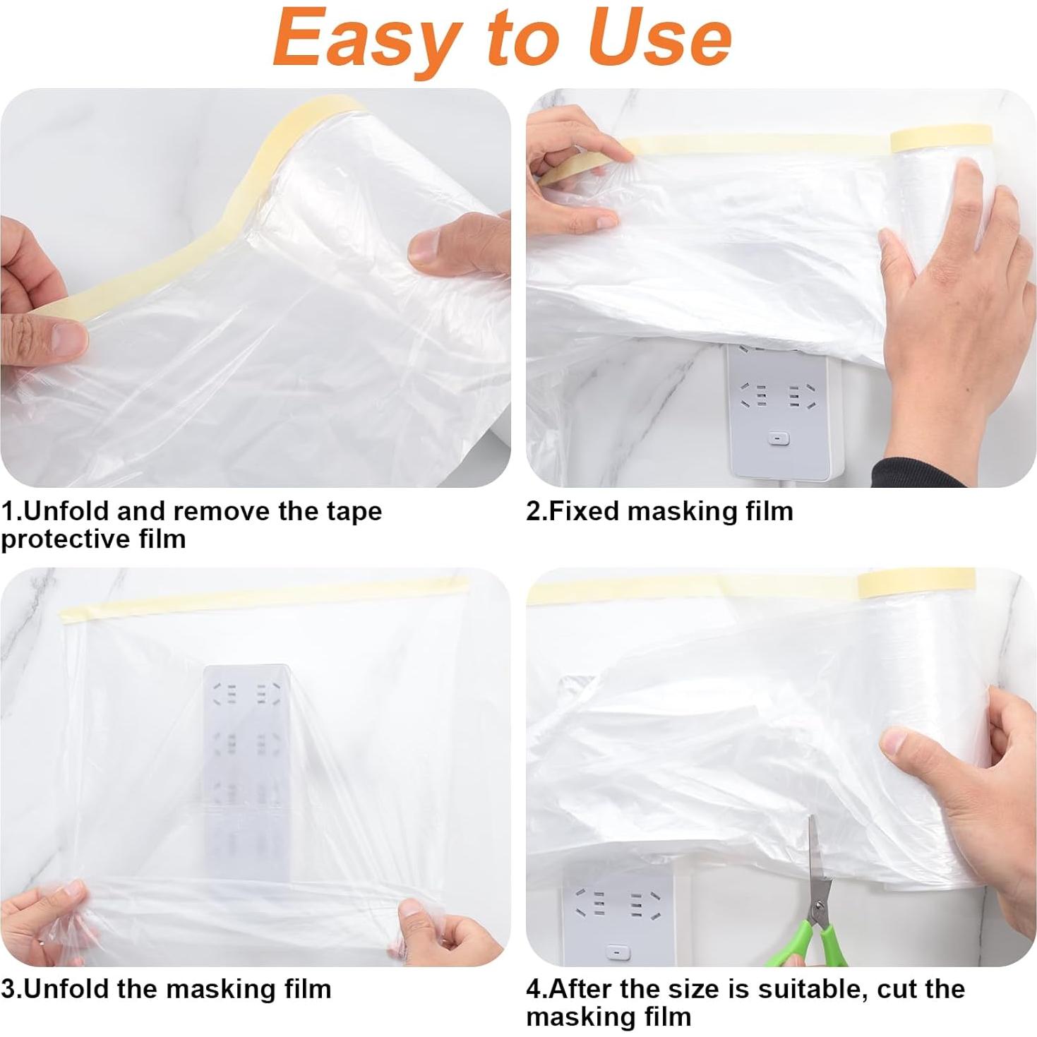 4 Rollos de Plástico para Pintores Gyfent 2.7m x 27m Adhesivo