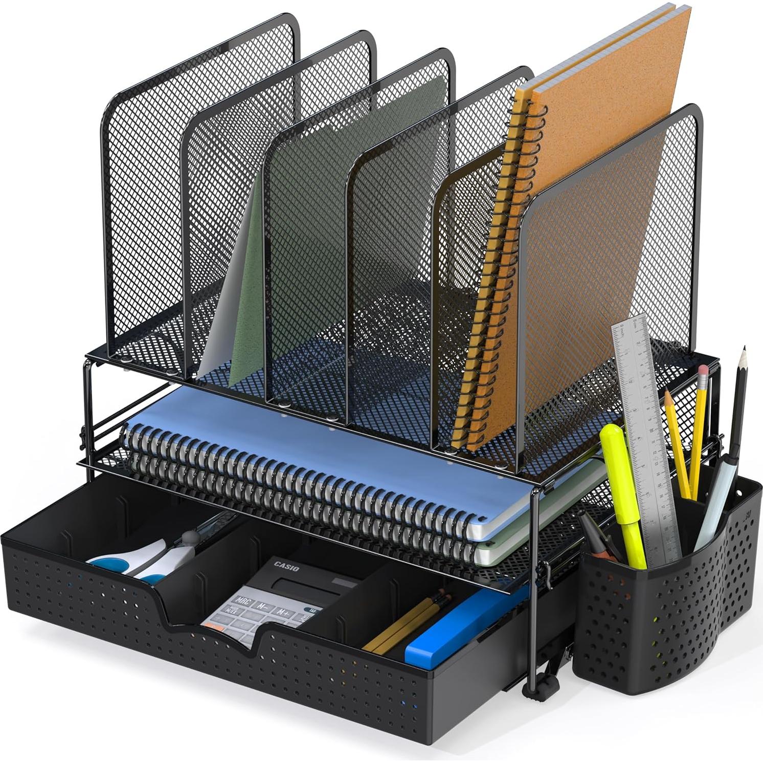 Organizador de Escritorio Simple Houseware Negro con Cajón