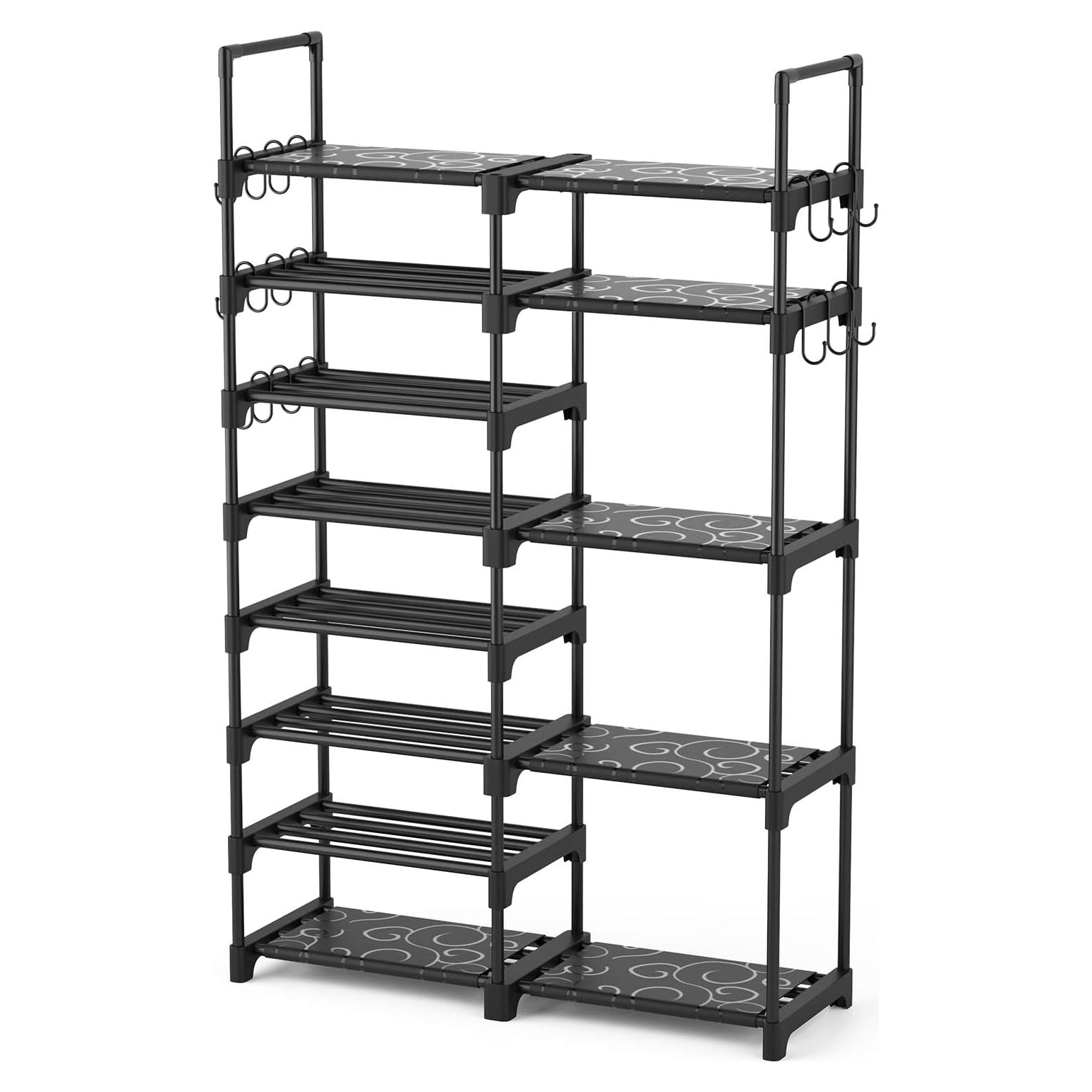 Estante de Zapatos ROJASOP 8 Niveles Metal Negro 30-32 Pares