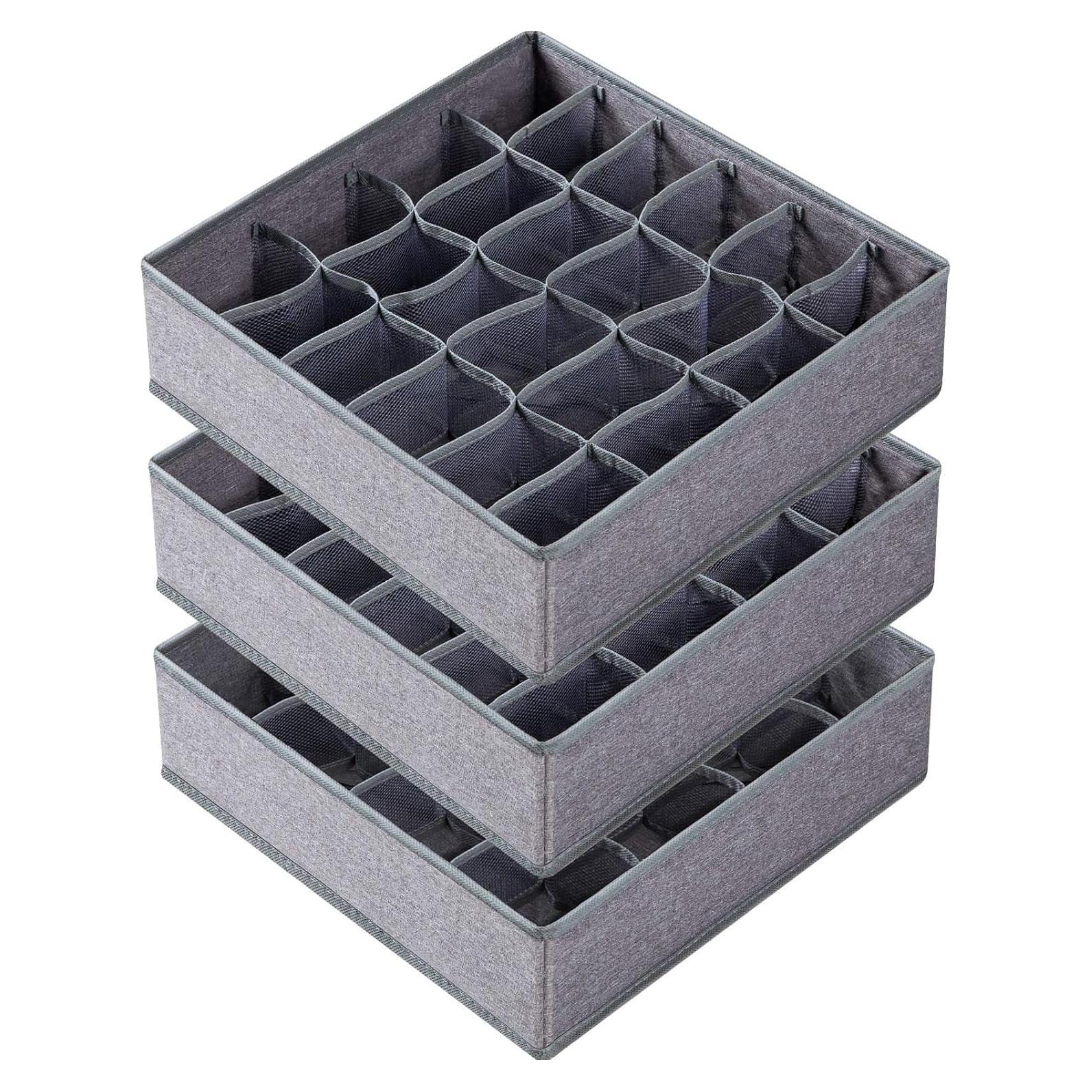 Organizador de Calcetines y Ropa Interior Criusia 3 Pack 64 Celdas