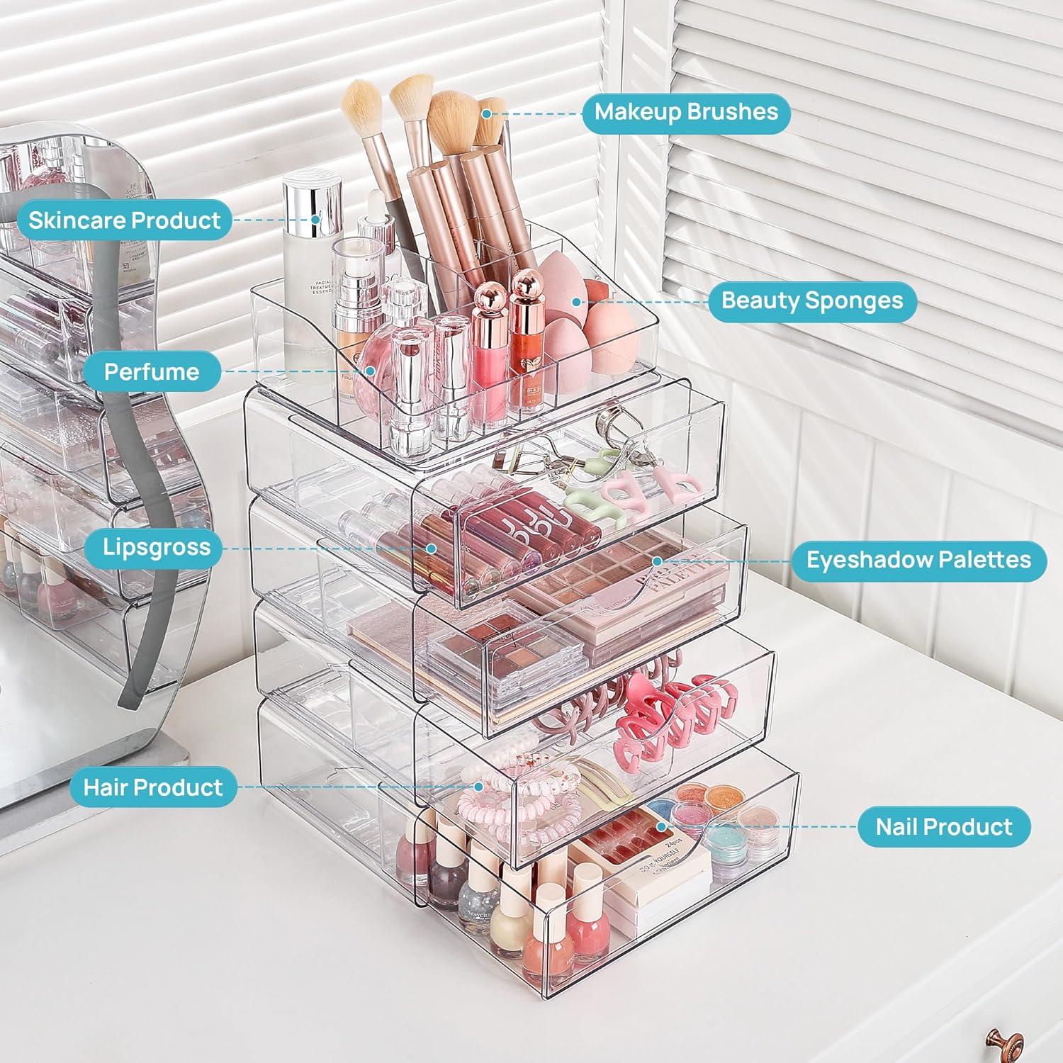 Organizador de Maquillaje Vtopmart 3 Niveles Transparente