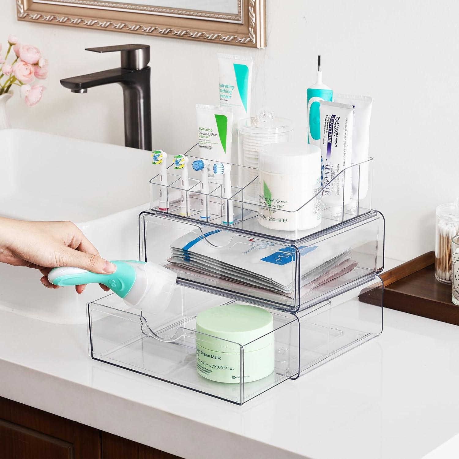 Organizador de Maquillaje Vtopmart 3 Niveles Transparente