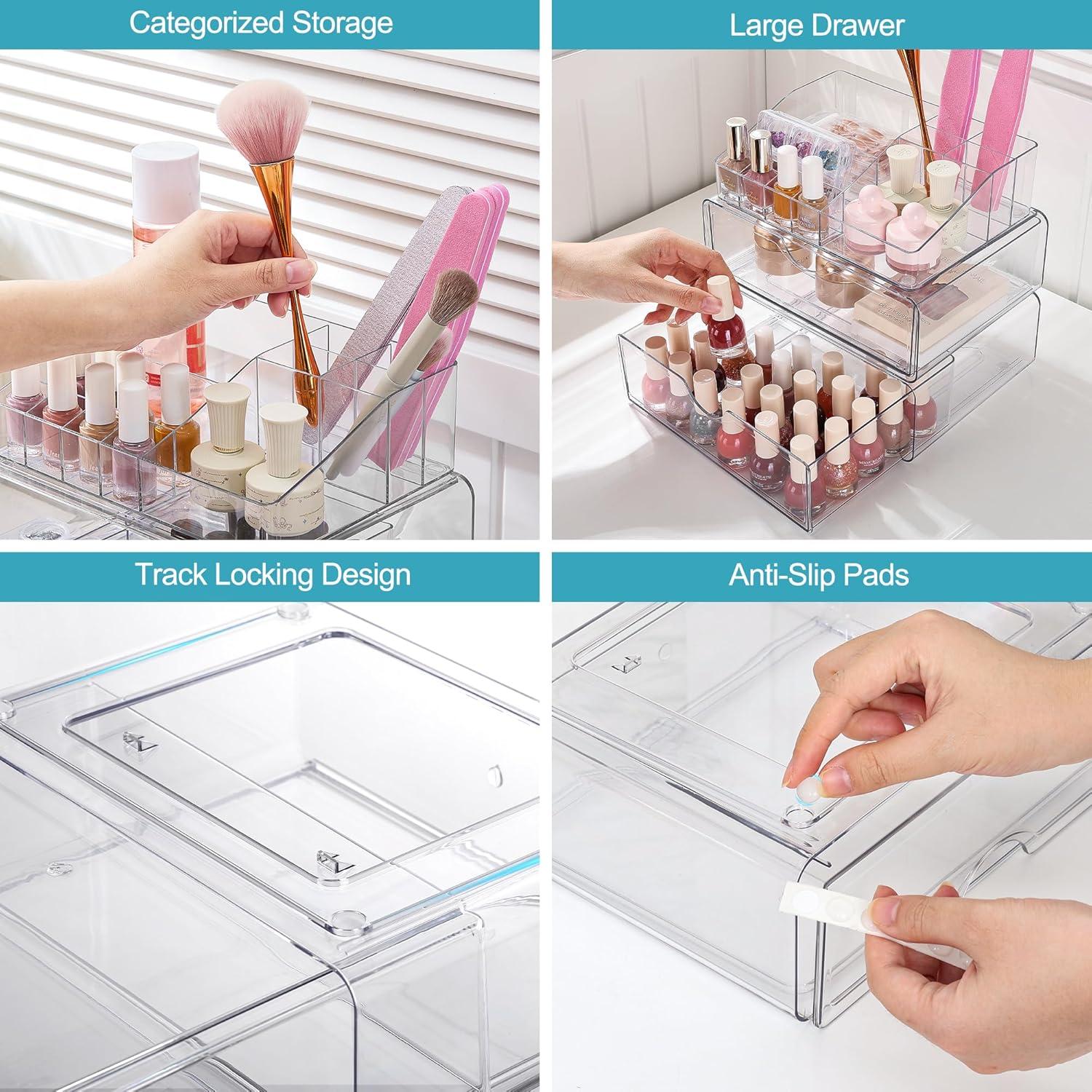 Organizador de Maquillaje Vtopmart 3 Niveles Transparente