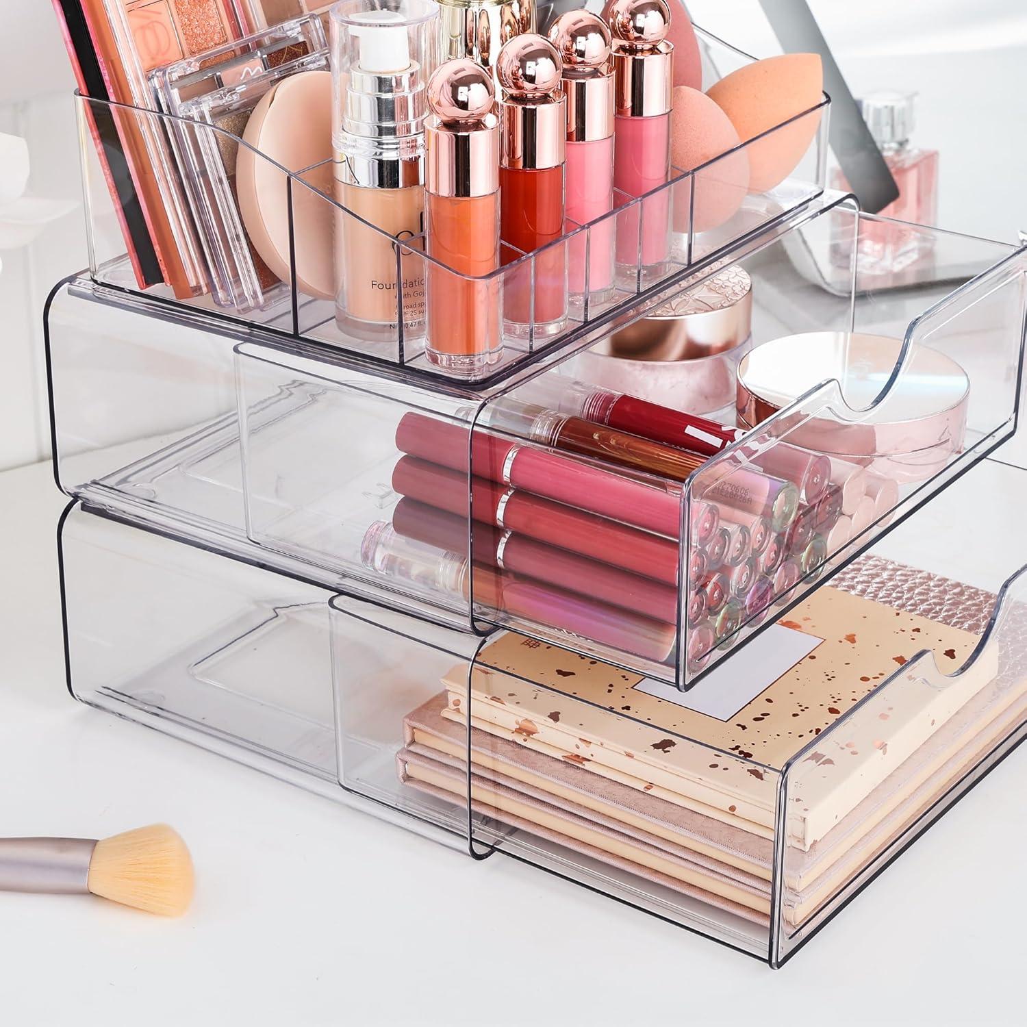 Organizador de Maquillaje Vtopmart 3 Niveles Transparente