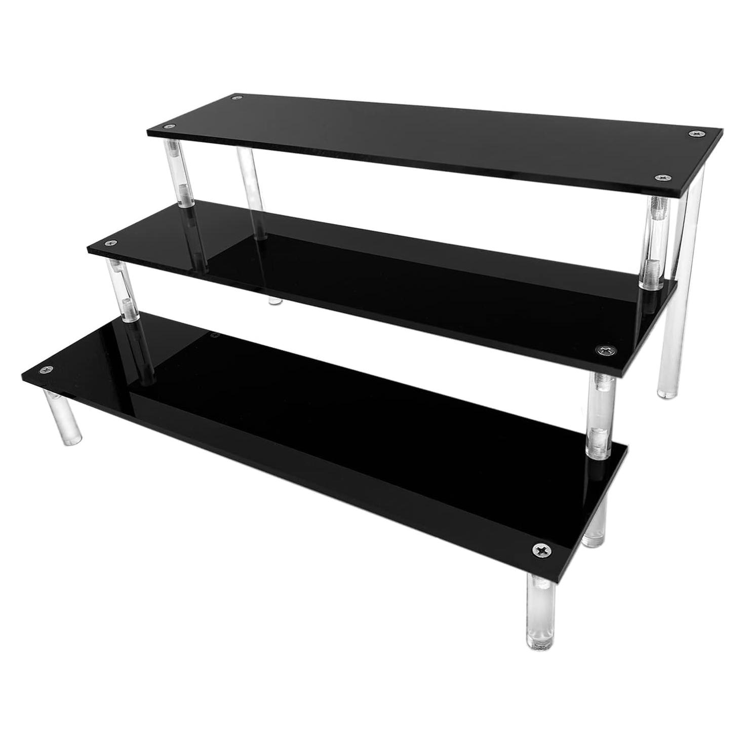 Soporte Acrílico Negro 3 Niveles AZEAM para Cosméticos