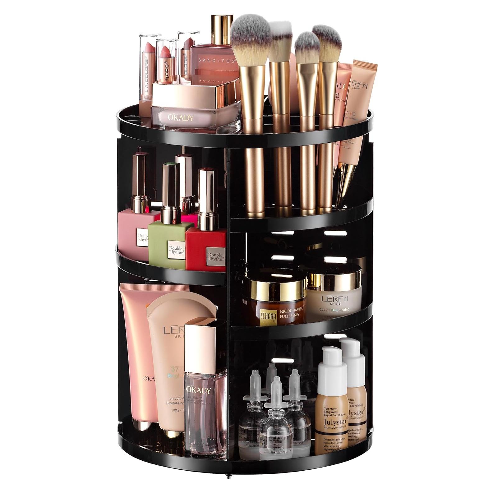 Organizador de Maquillaje Giratorio 360 Masirs Negro Ajustable