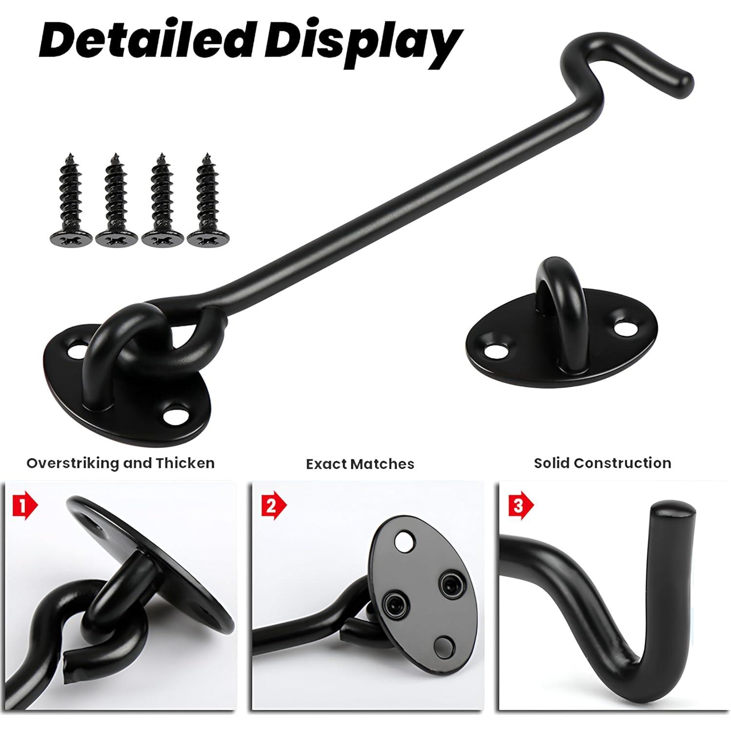 Cerraduras de puerta de 15 cm Aiptosy, 2 unidades, acero negro