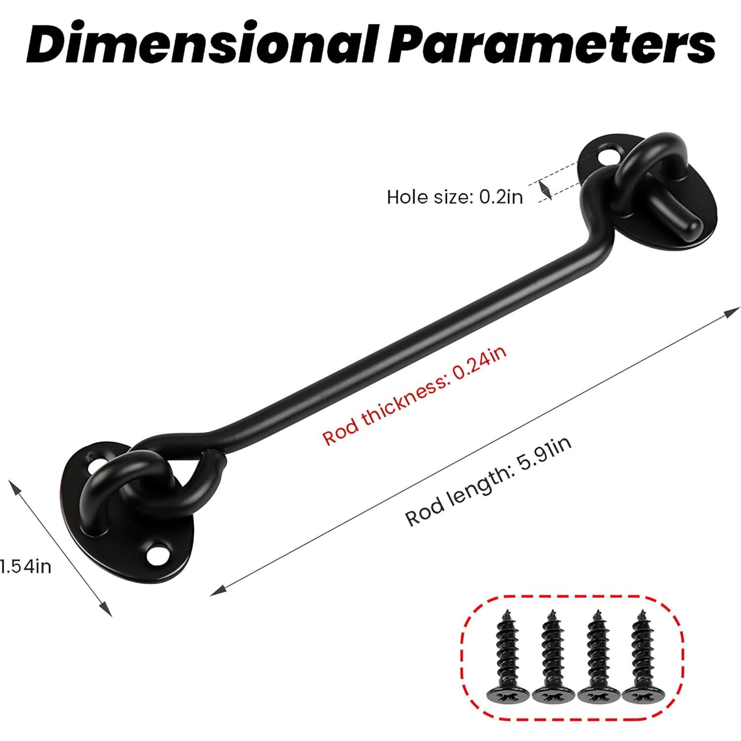 Cerraduras de puerta de 15 cm Aiptosy, 2 unidades, acero negro