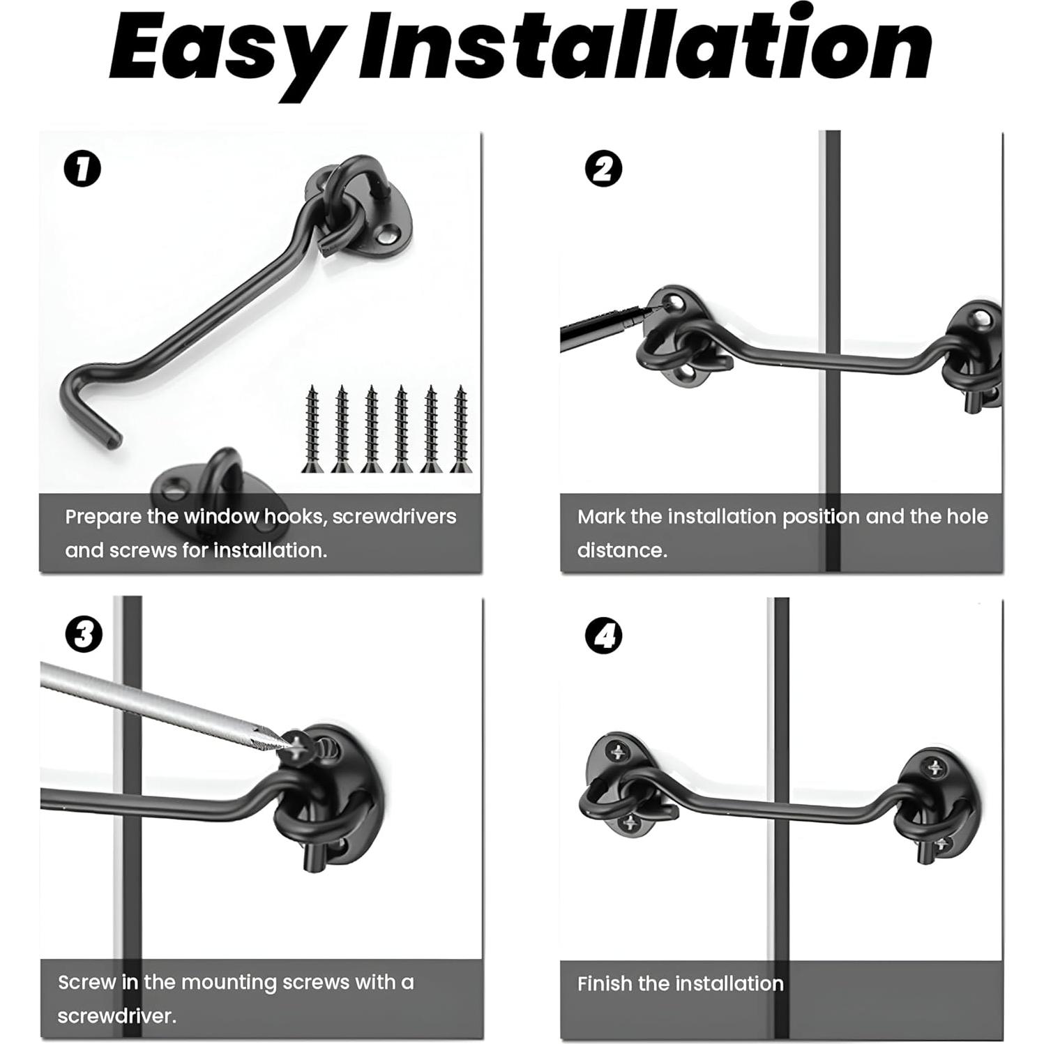 Cerraduras de puerta de 15 cm Aiptosy, 2 unidades, acero negro