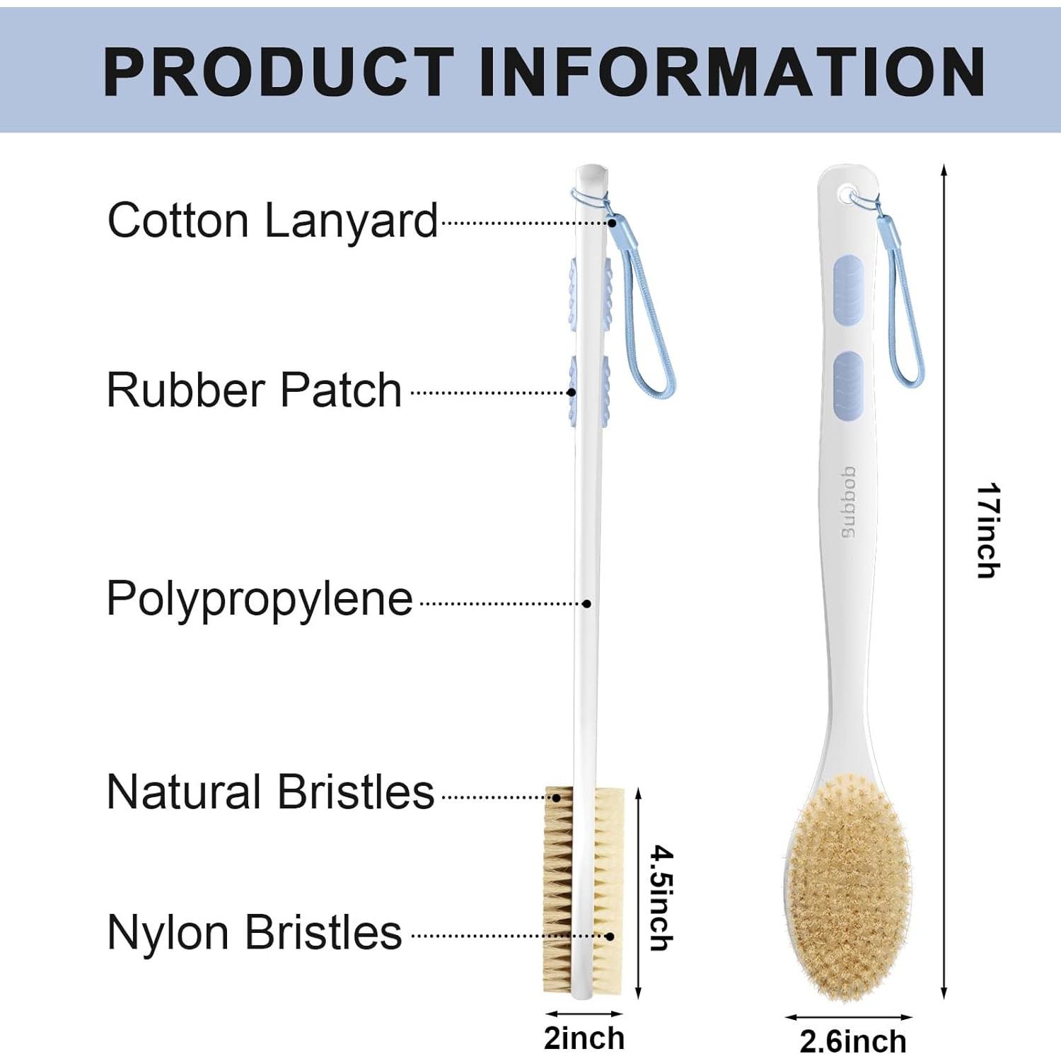 Cepillo de Espalda Bubbob con Mango Largo y Cerdas Duales