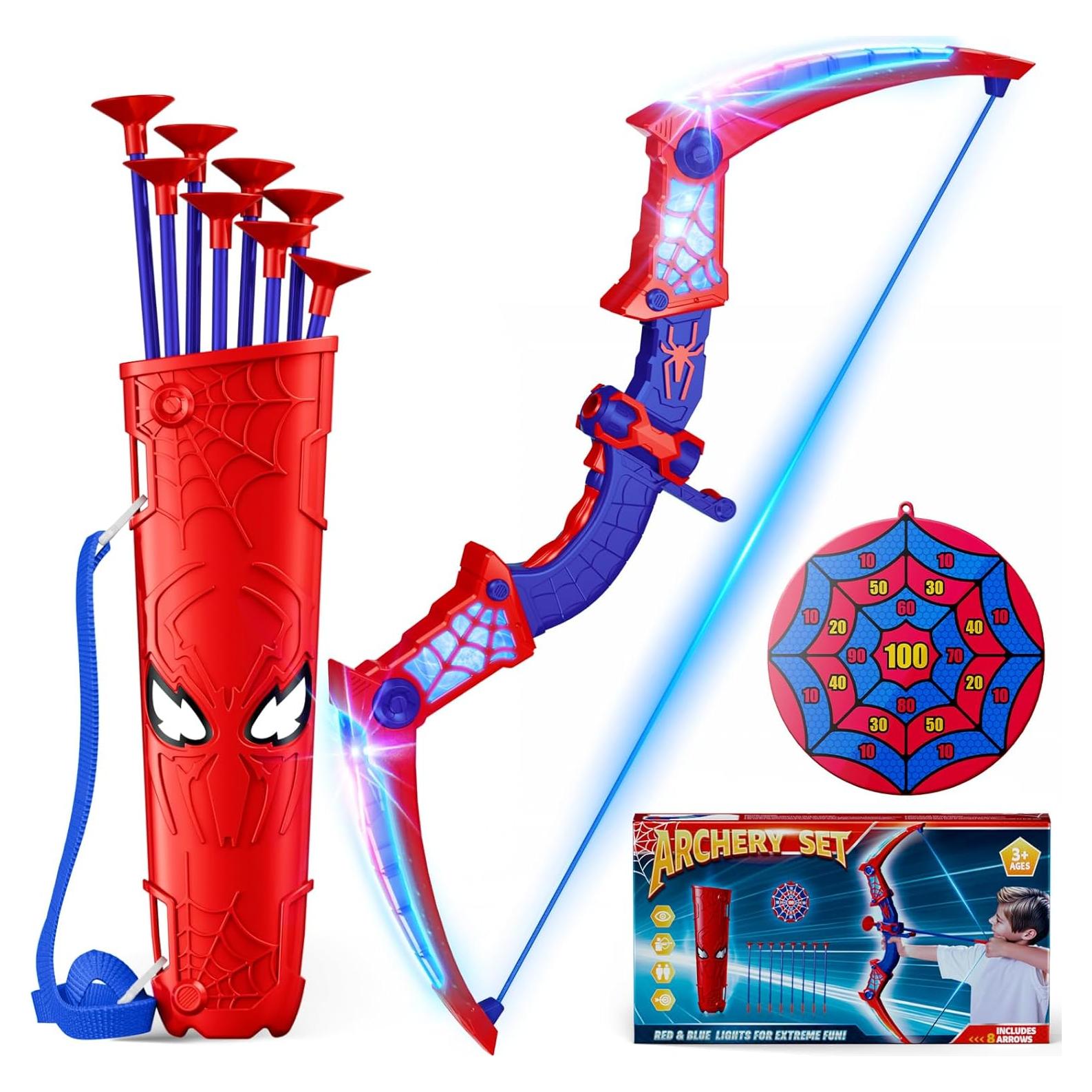 Set de Arco y Flechas LED Araña para Niños 3-12 Años