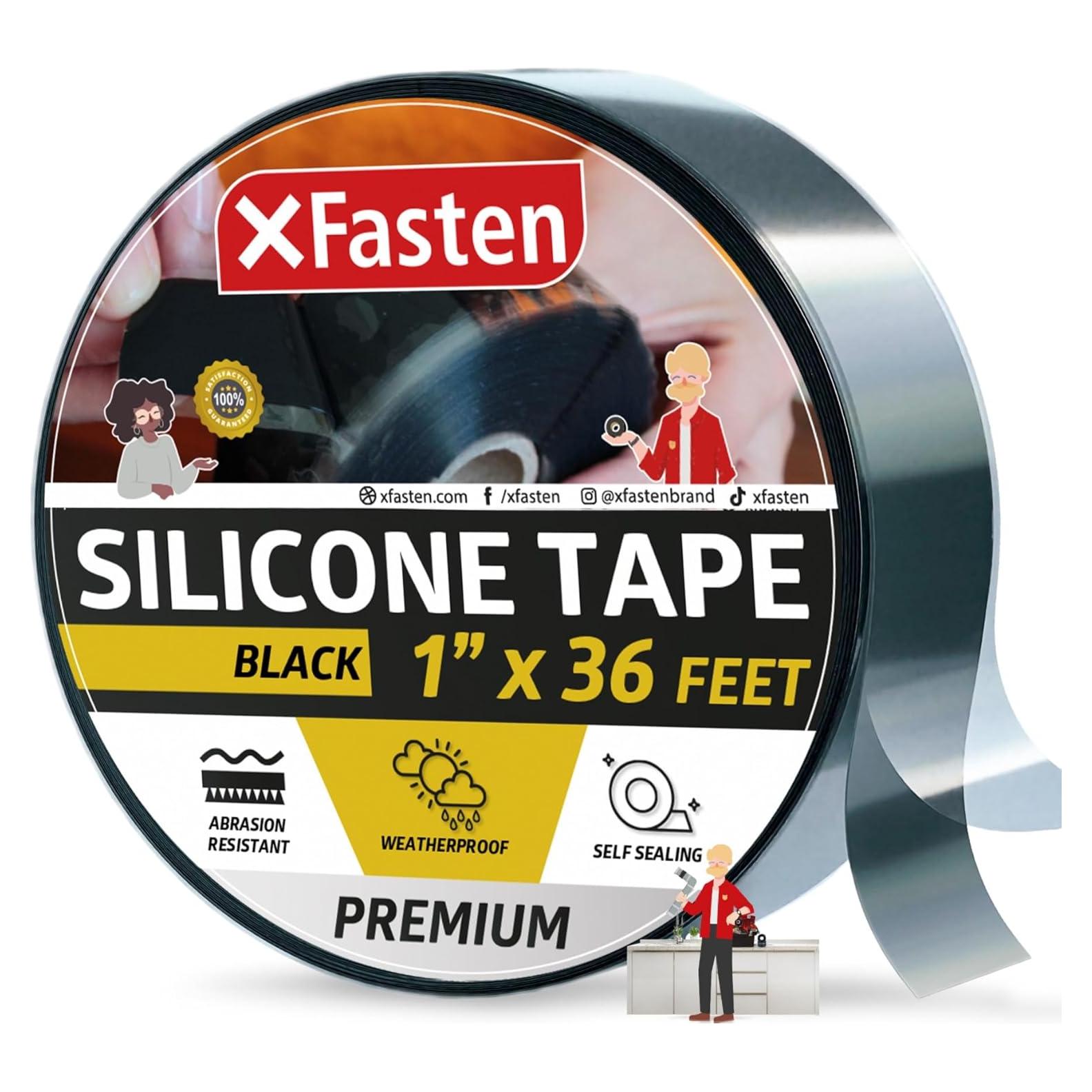 Cinta de Silicona Auto Fusionante XFasten 2.54cm x 10.97m Negra