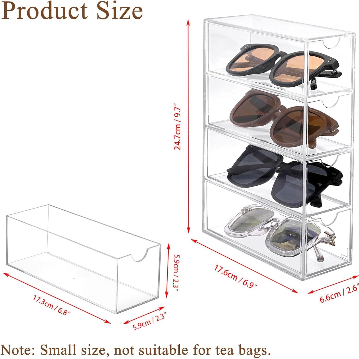 Organizador de Gafas Acrílico Hipiwe con 4 Cajones Extraíbles