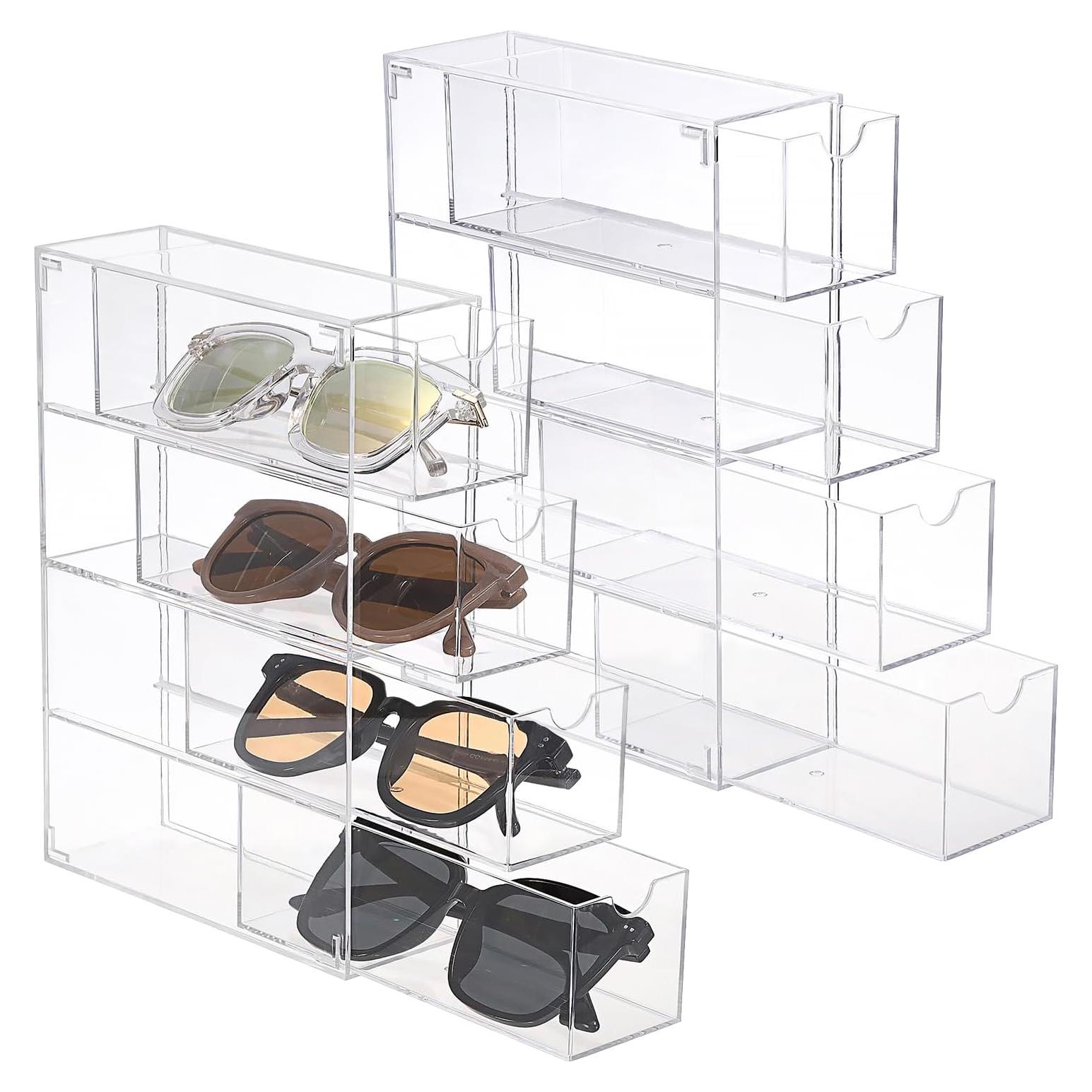 Organizador de Gafas Acrílico Hipiwe 2 Paquetes 17.5x6.6x24.6cm