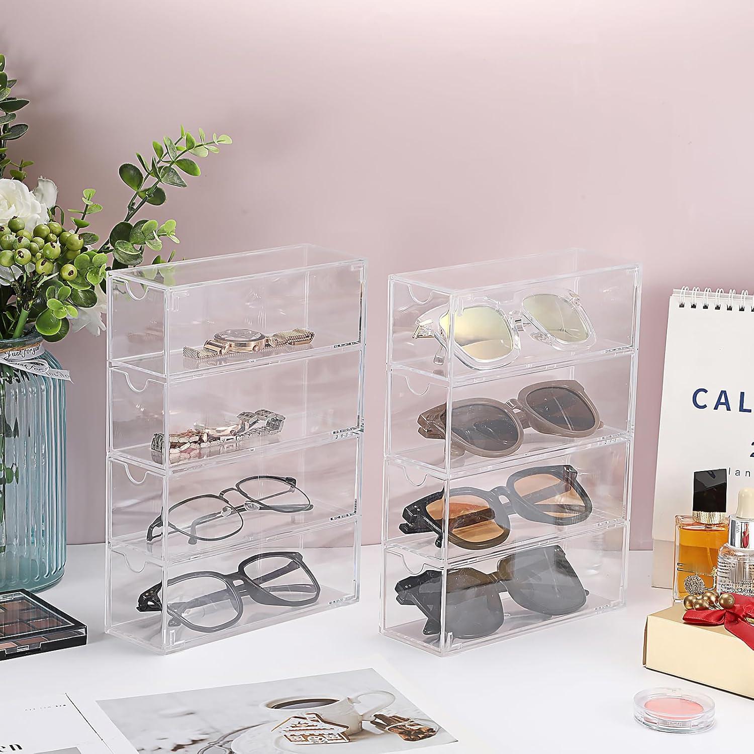 Organizador de Gafas Acrílico Hipiwe 2 Paquetes 17.5x6.6x24.6cm