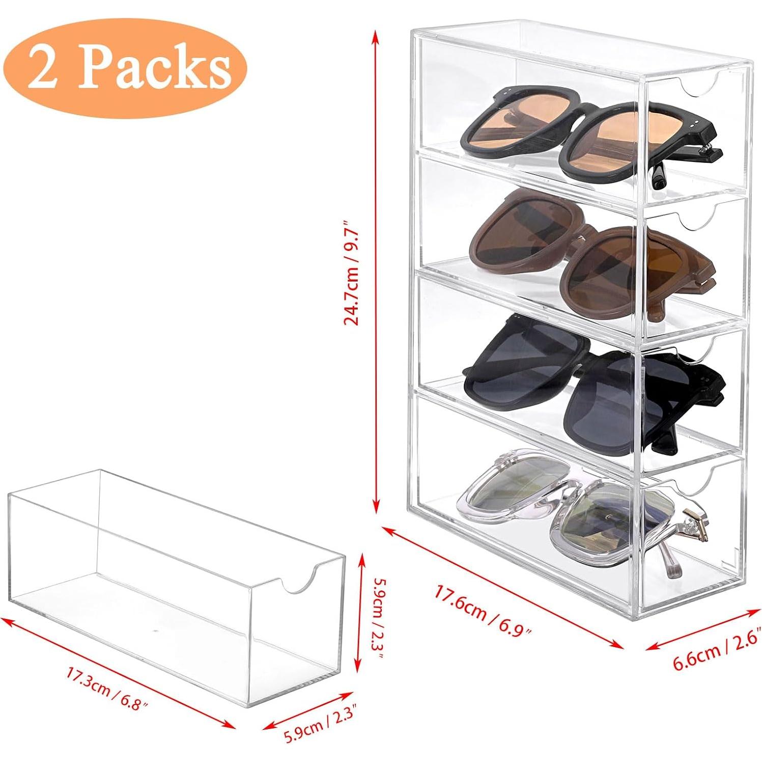 Organizador de Gafas Acrílico Hipiwe 2 Paquetes 17.5x6.6x24.6cm