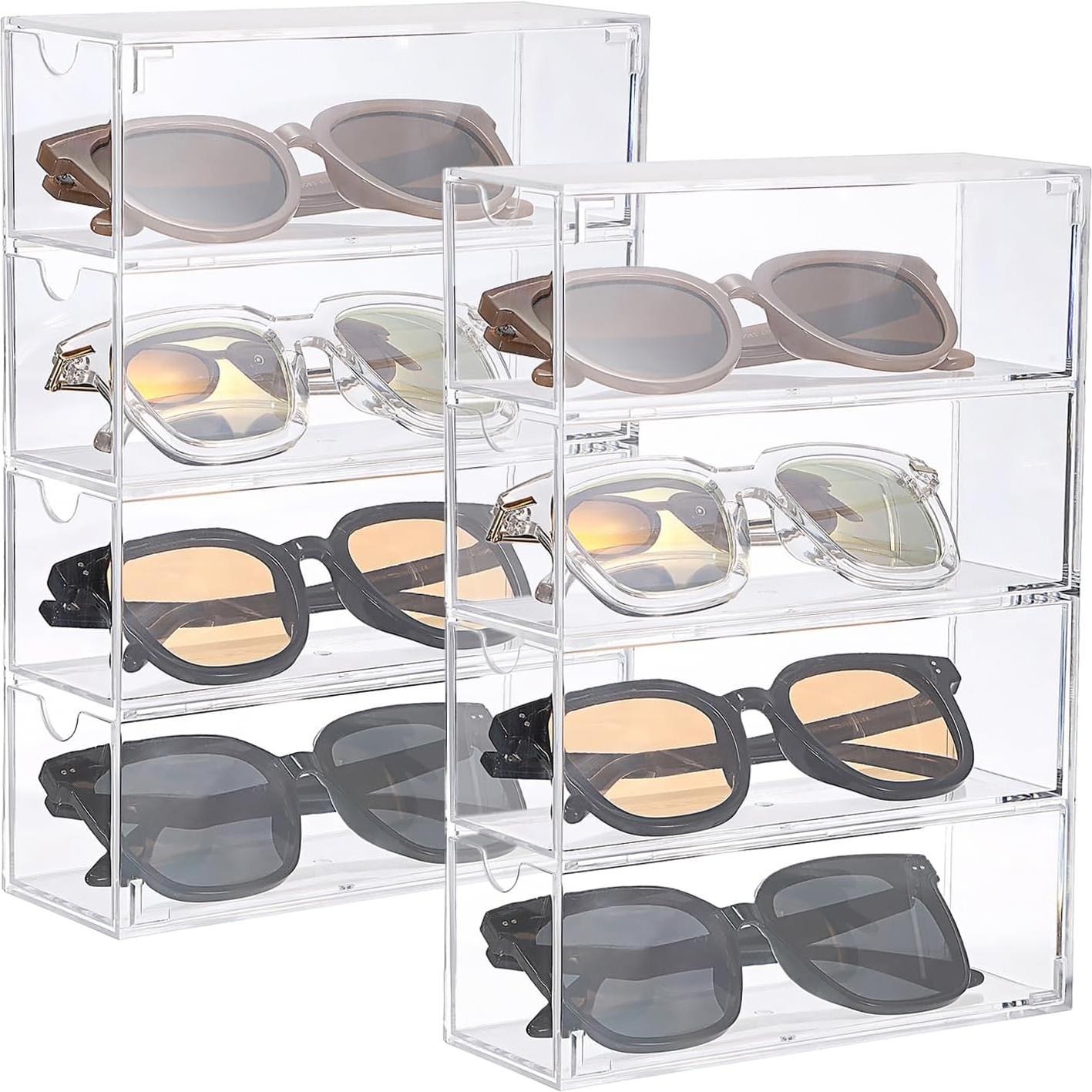 Organizador de Gafas Acrílico Hipiwe 2 Paquetes 17.5x6.6x24.6cm