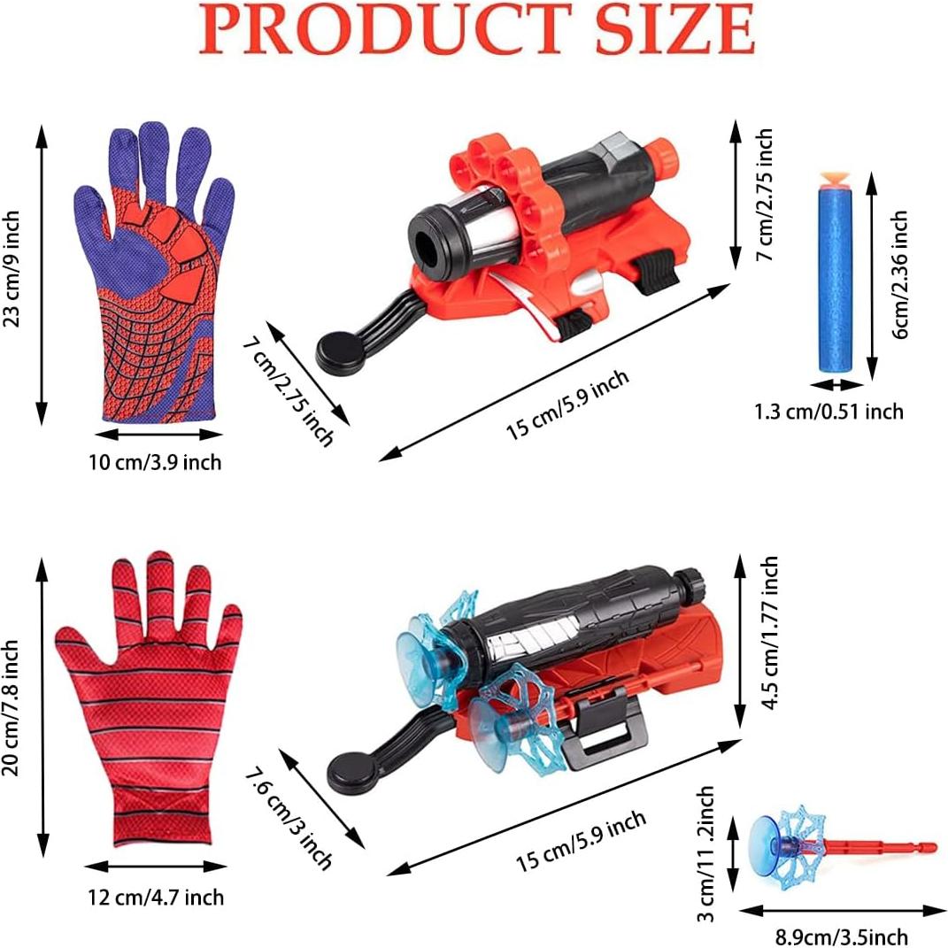 Juego Lanzador Telaraña Vinciph 2 Guantes 5 Balas Suaves