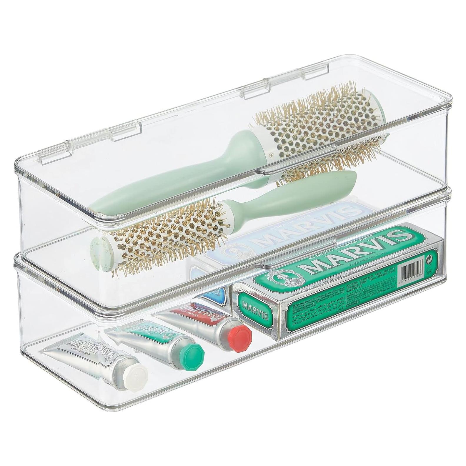 mDesign Organizador de Gafas Apilable 2 Piezas Rosa Claro