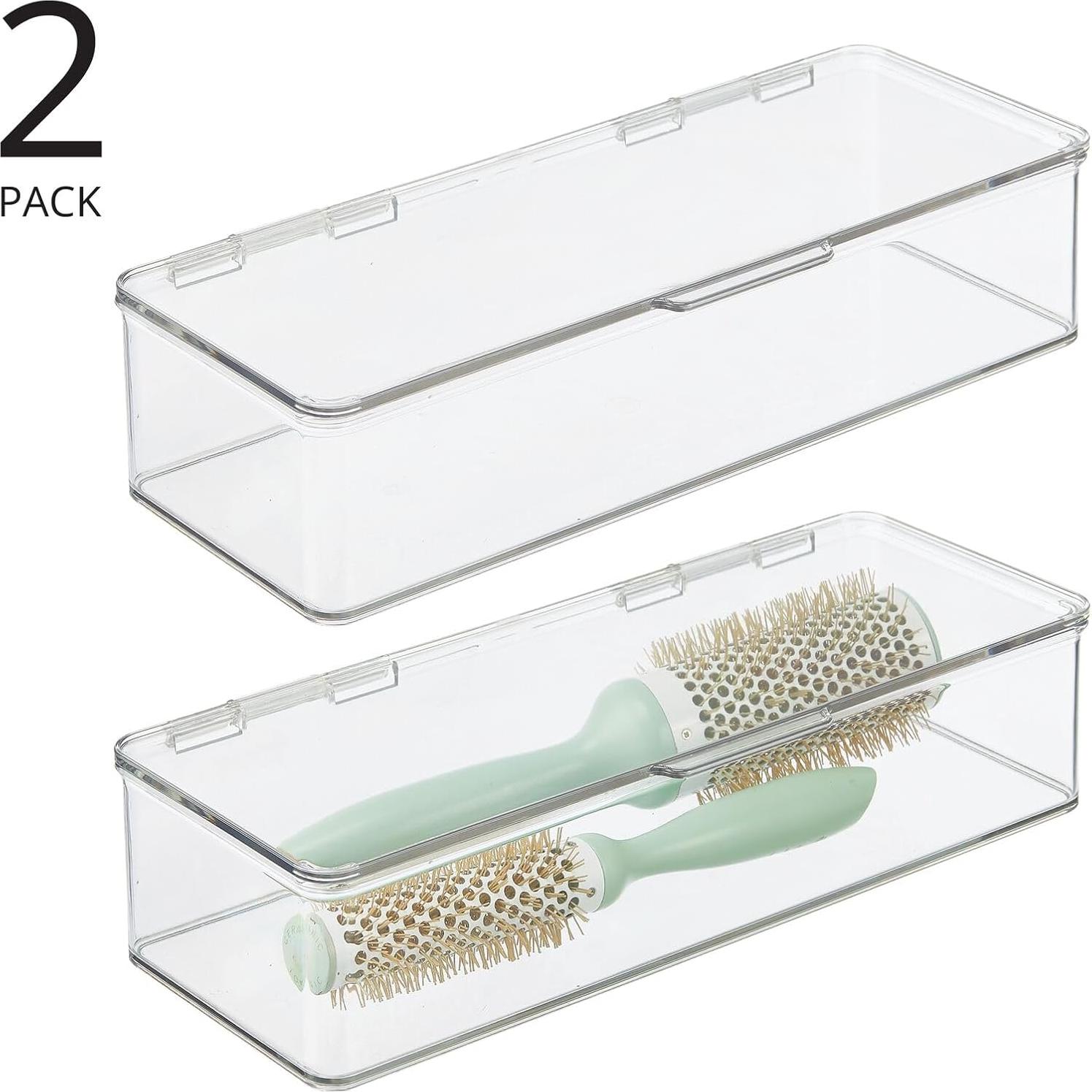 mDesign Organizador de Gafas Apilable 2 Piezas Rosa Claro