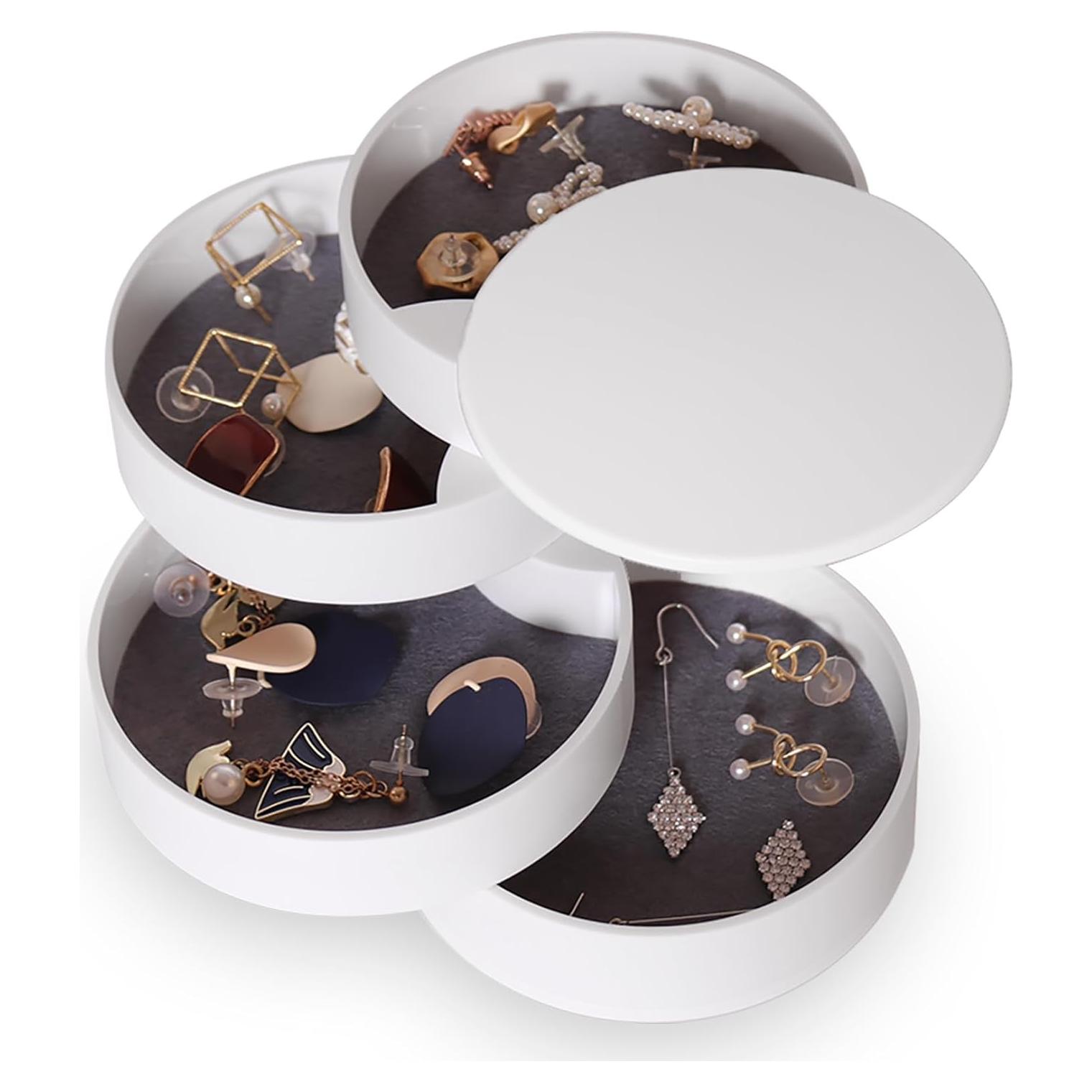 Organizador de Joyería CONBOLA, Estuche Rotatorio 4 Capas Blanco