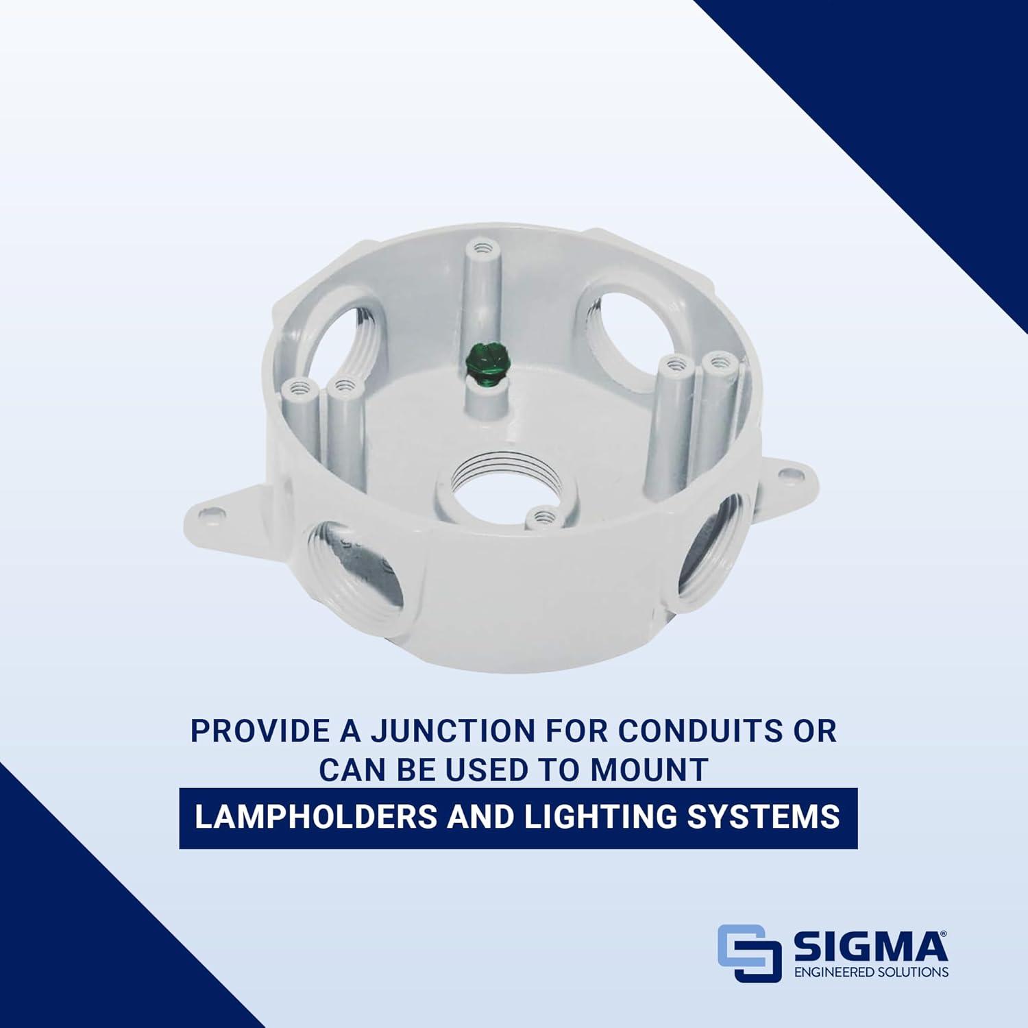 Caja Redonda 5 Agujeros 13.97 cm Sigma Electric 143854WH