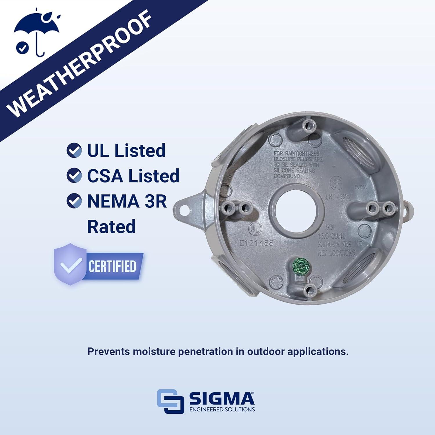 Caja Redonda 5 Agujeros Sigma Electric 143854 14 cm Gris