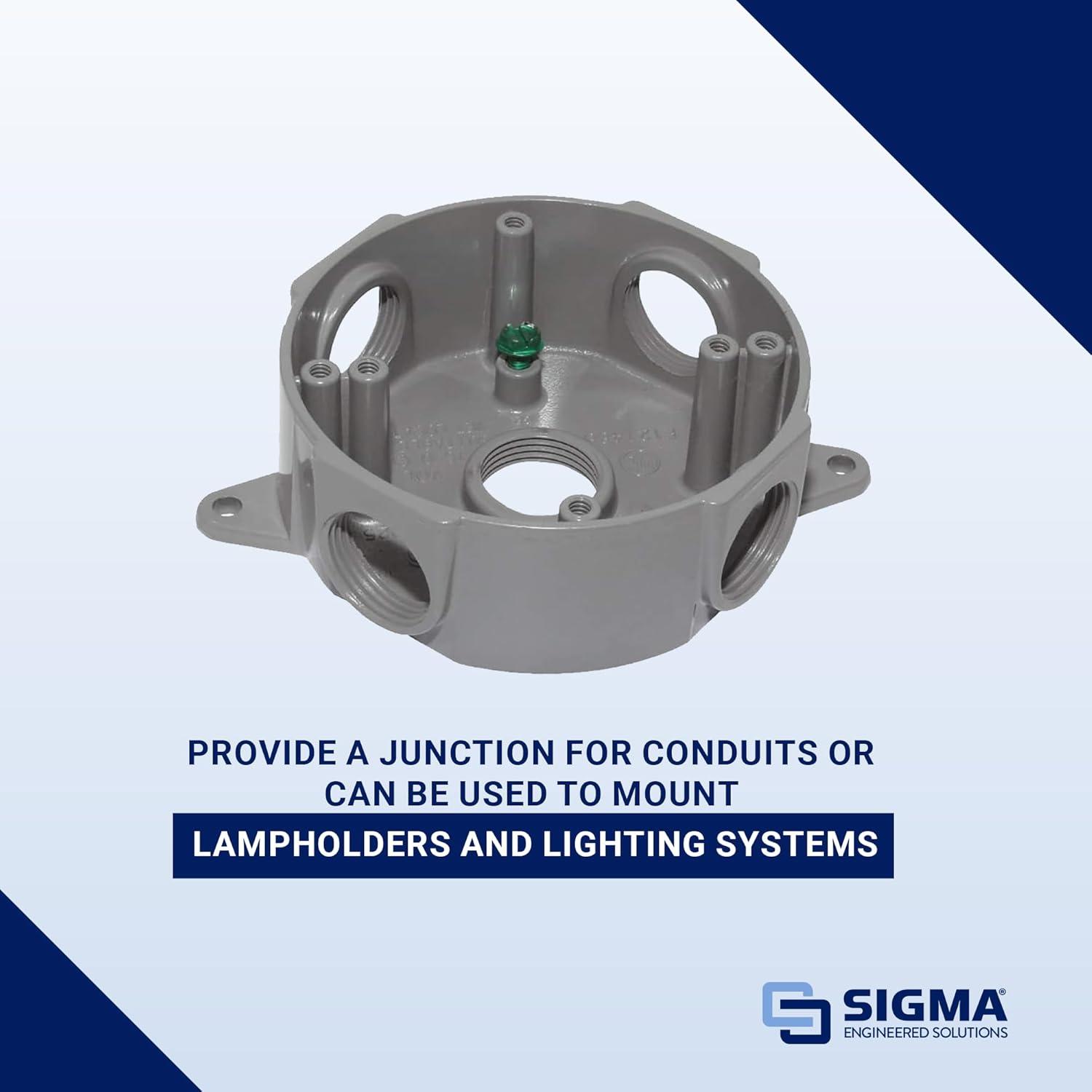 Caja Redonda 5 Agujeros Sigma Electric 143854 14 cm Gris