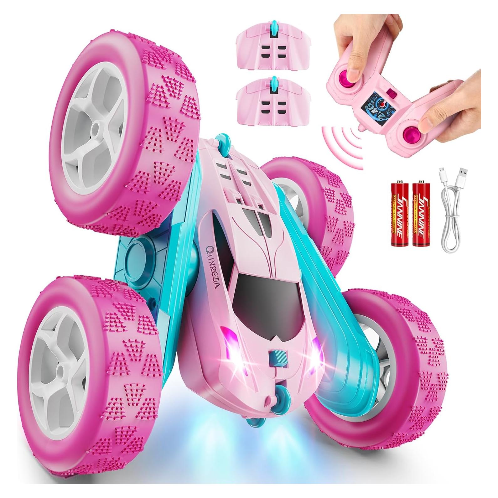 Coche RC QUNREDA Rosa Acrobacias 360° Control Remoto