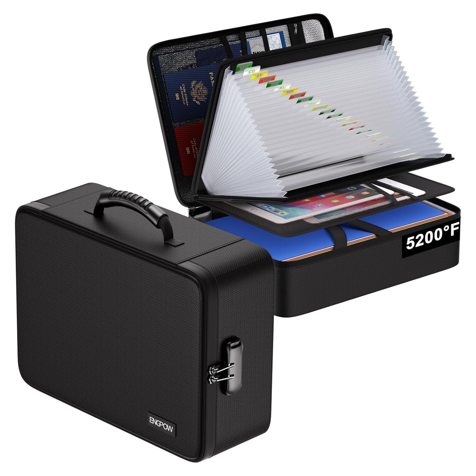 Caja de Documentos a Prueba de Fuego ENGPOW 25 Bolsillos