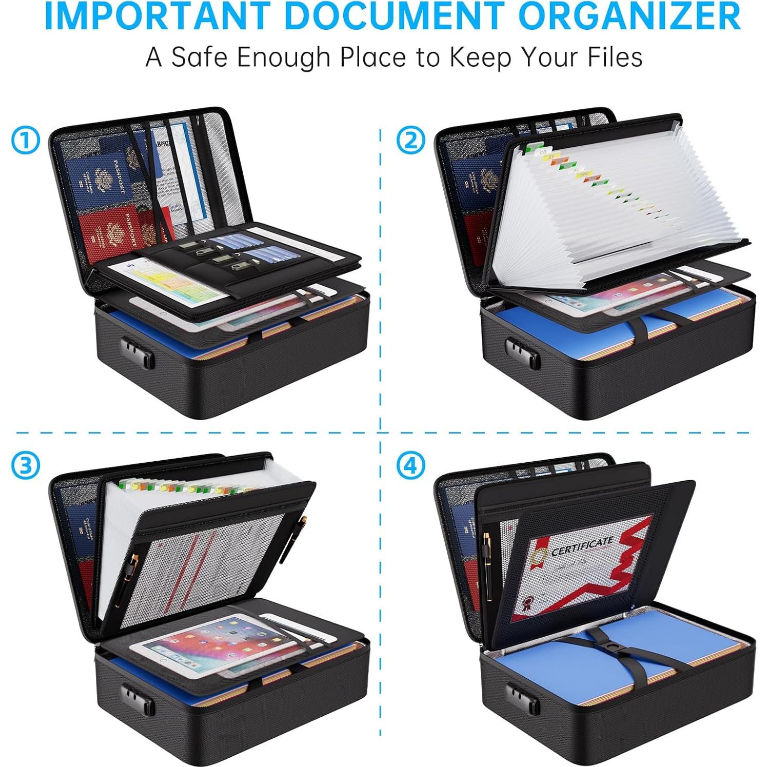 Caja de Documentos a Prueba de Fuego ENGPOW 25 Bolsillos