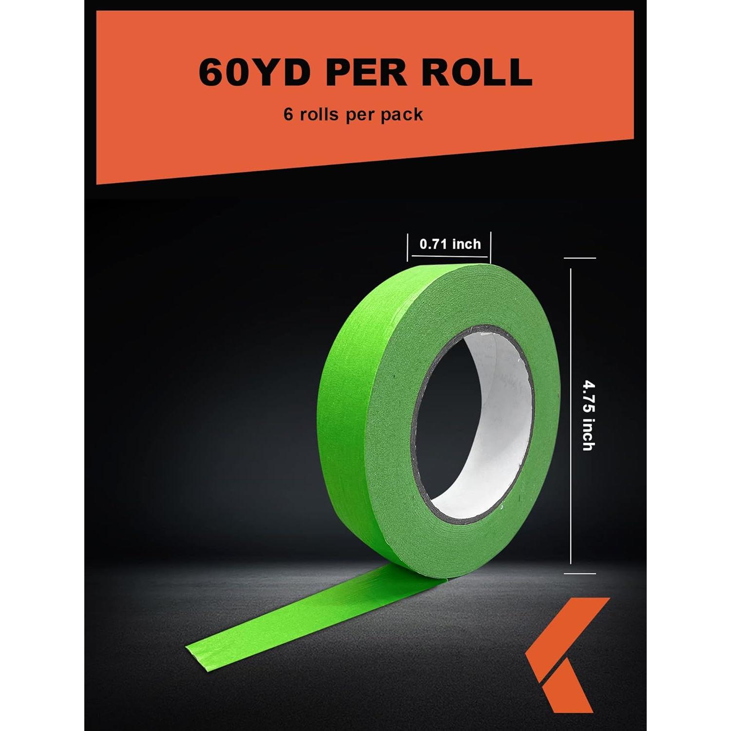 Cinta de Pintor KREFINISH Verde 1.8 cm x 54.86 m - 6 Rollos