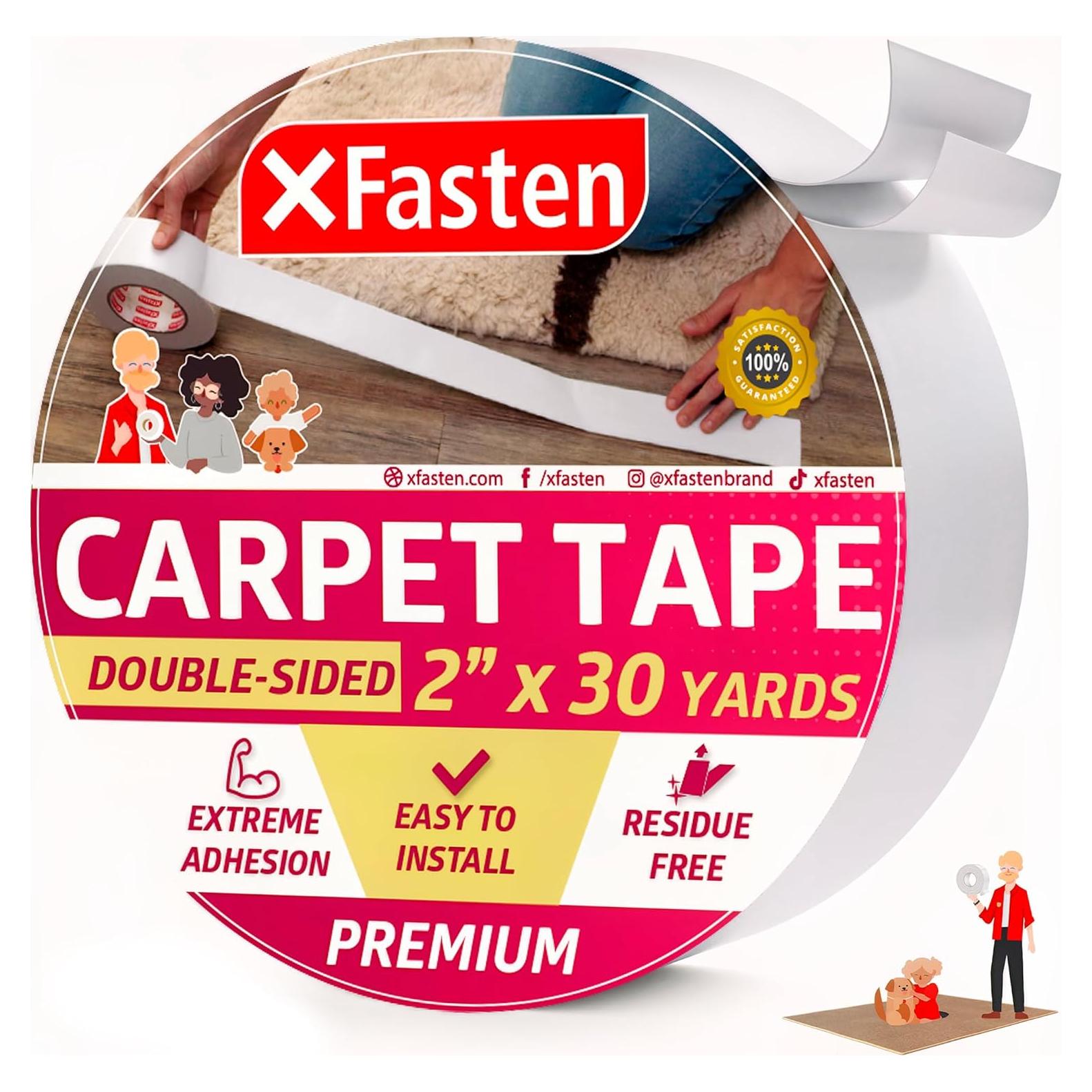 Cinta de Alfombra Doble Cara XFasten 5 cm x 27.4 m Sin Residuos