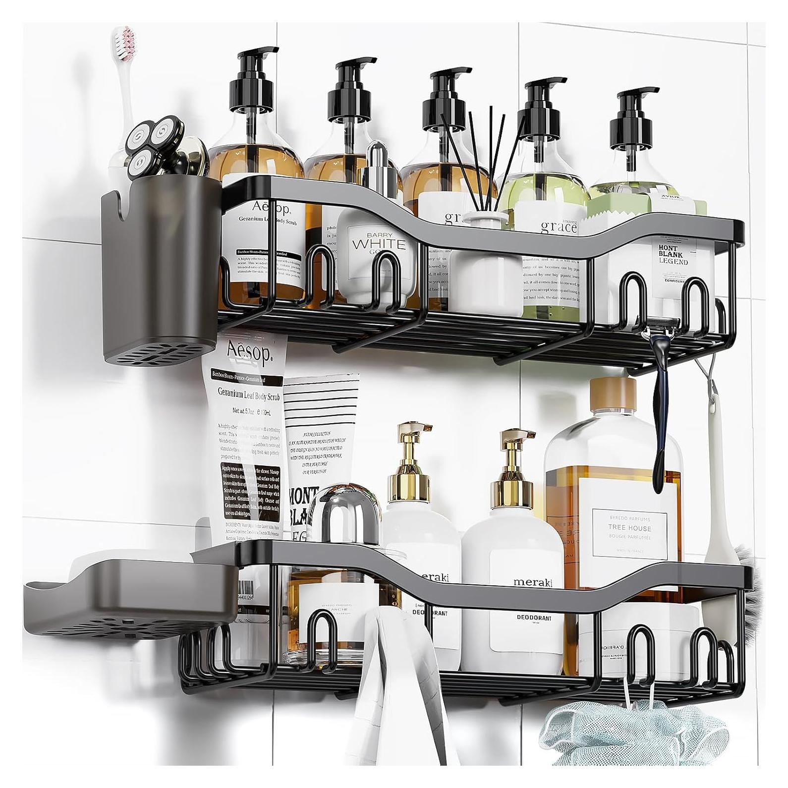 Organizador de Ducha NESOMI con 2 Estantes y 16 Ganchos