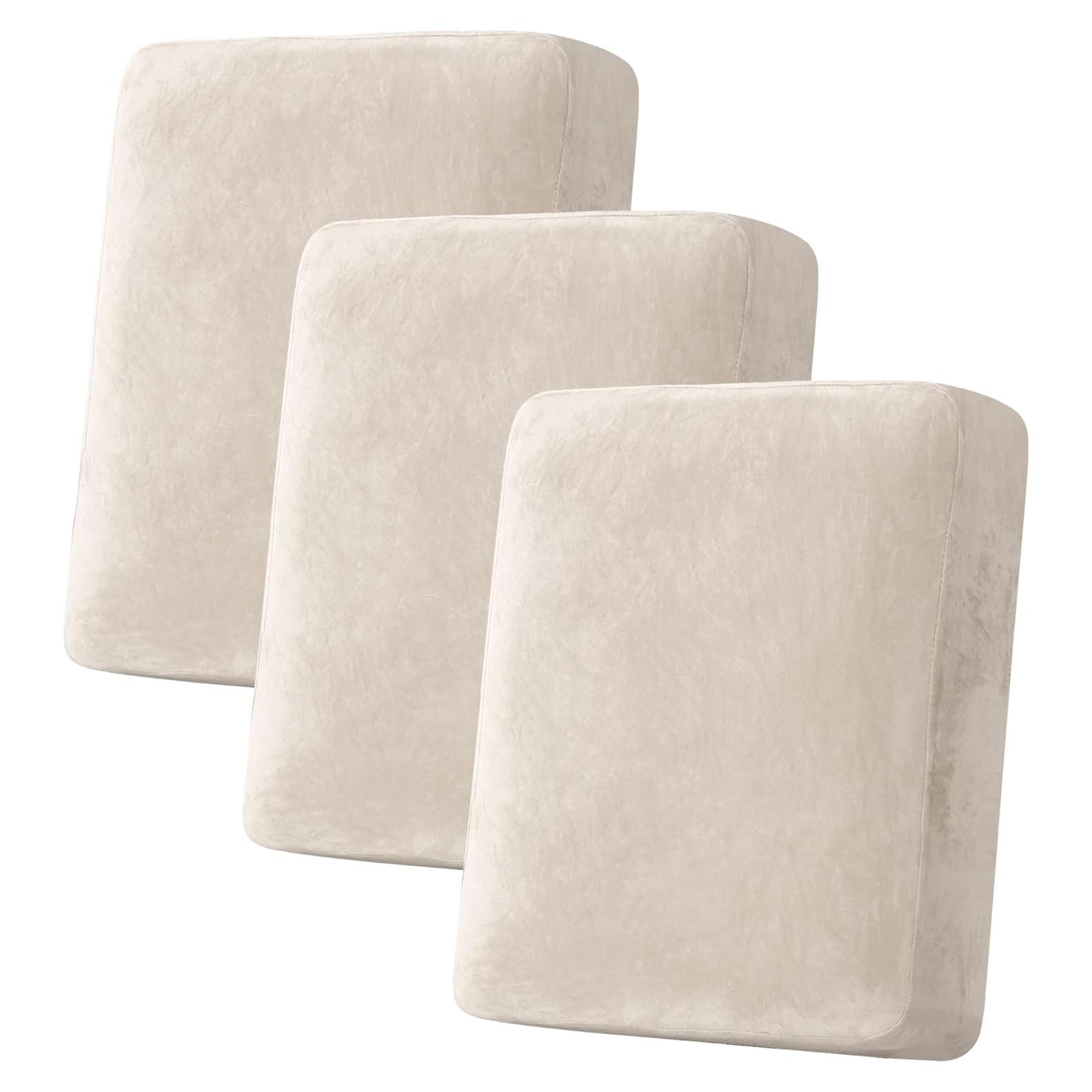 Funda de Cojín de Sofá H.VERSAILTEX Terciopelo Marfil 3 Pzas