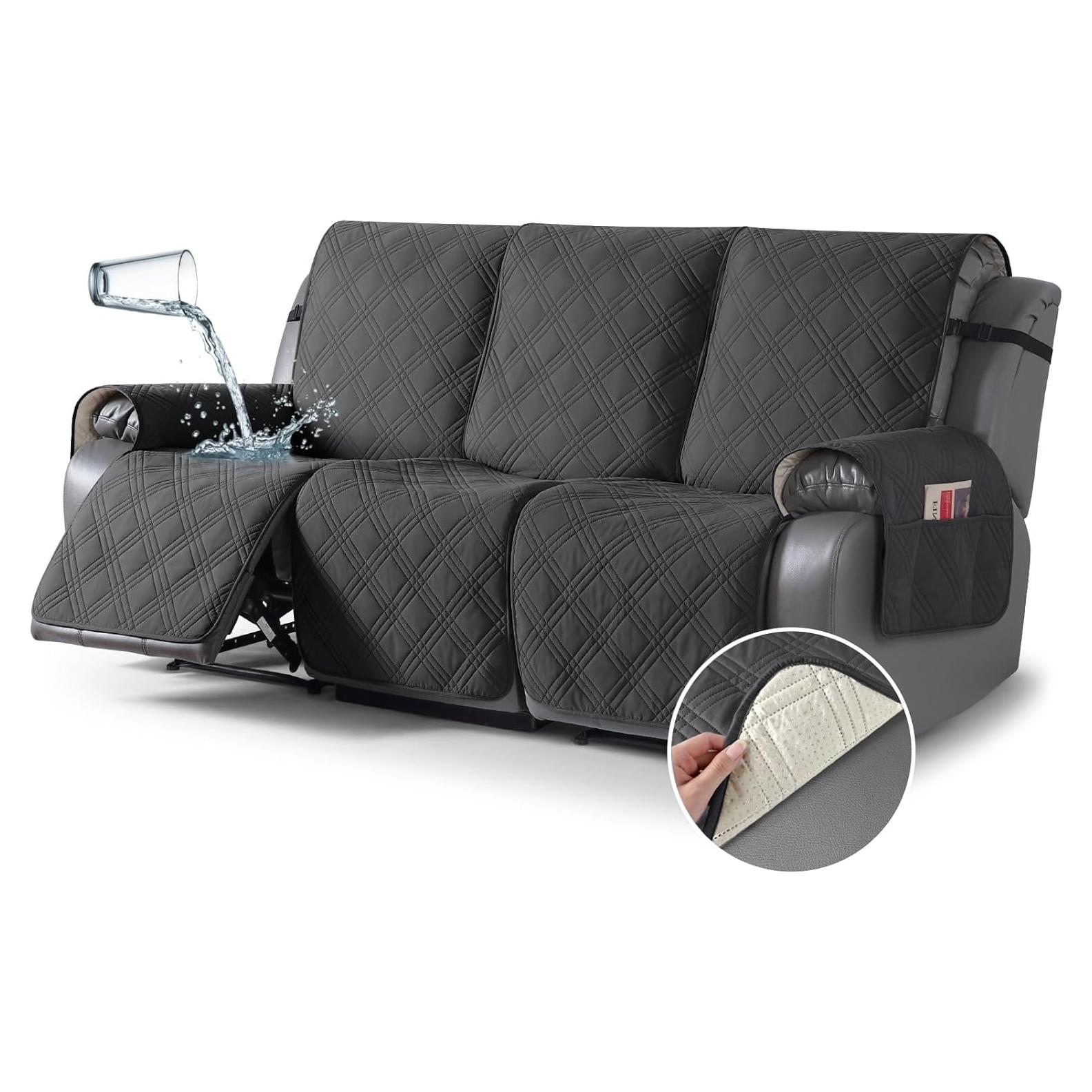 Funda de Sofá Reclinable TAOCOCO 3 Plazas Impermeable Gris