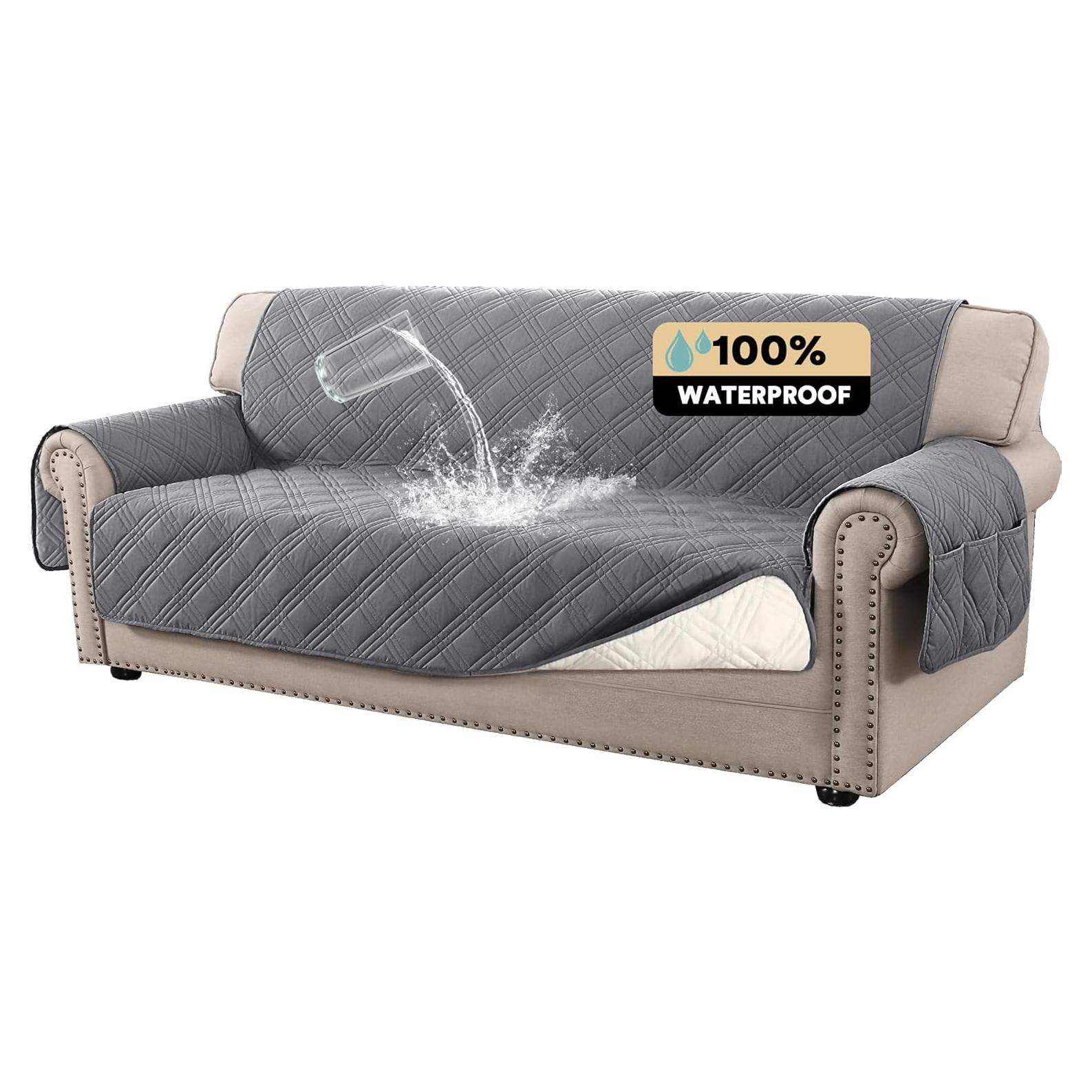 Cubierta de Sofá XL PrinceDeco Impermeable Gris 198 cm