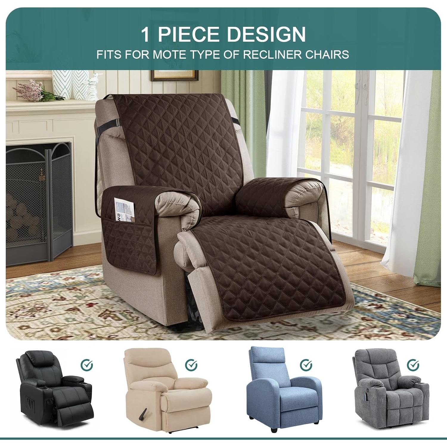 Funda Sillón Reclinable Ruaozz Impermeable 58 cm Chocolate