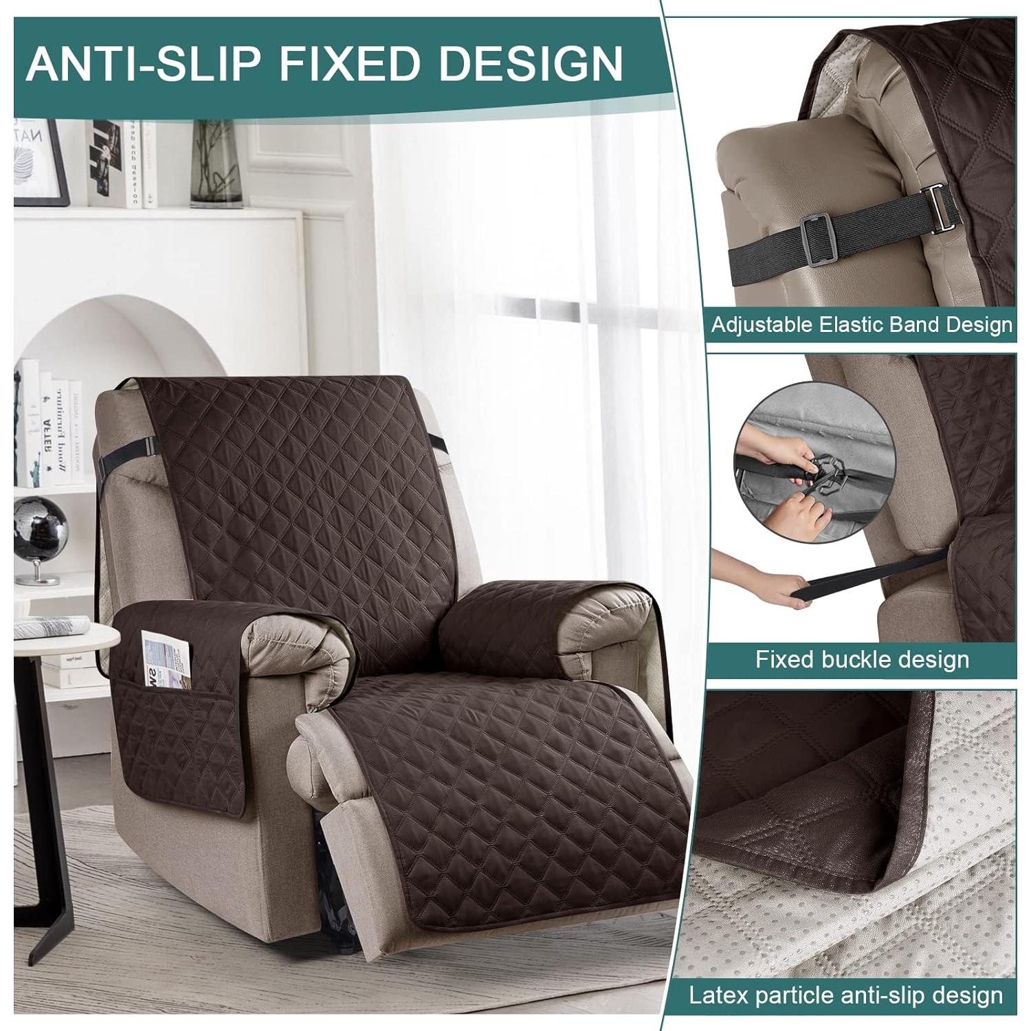 Funda Sillón Reclinable Ruaozz Impermeable 58 cm Chocolate